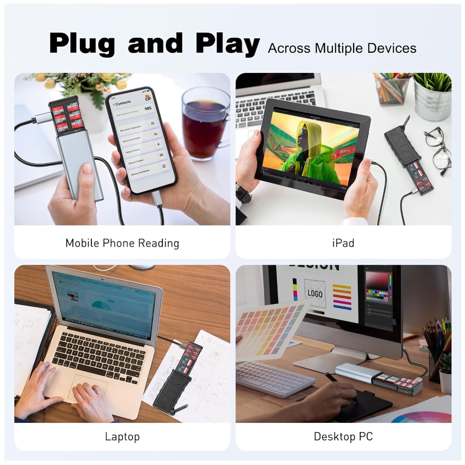 Portable 2-in-1 SD Card Holder & Reader USB 3.1 Type-C