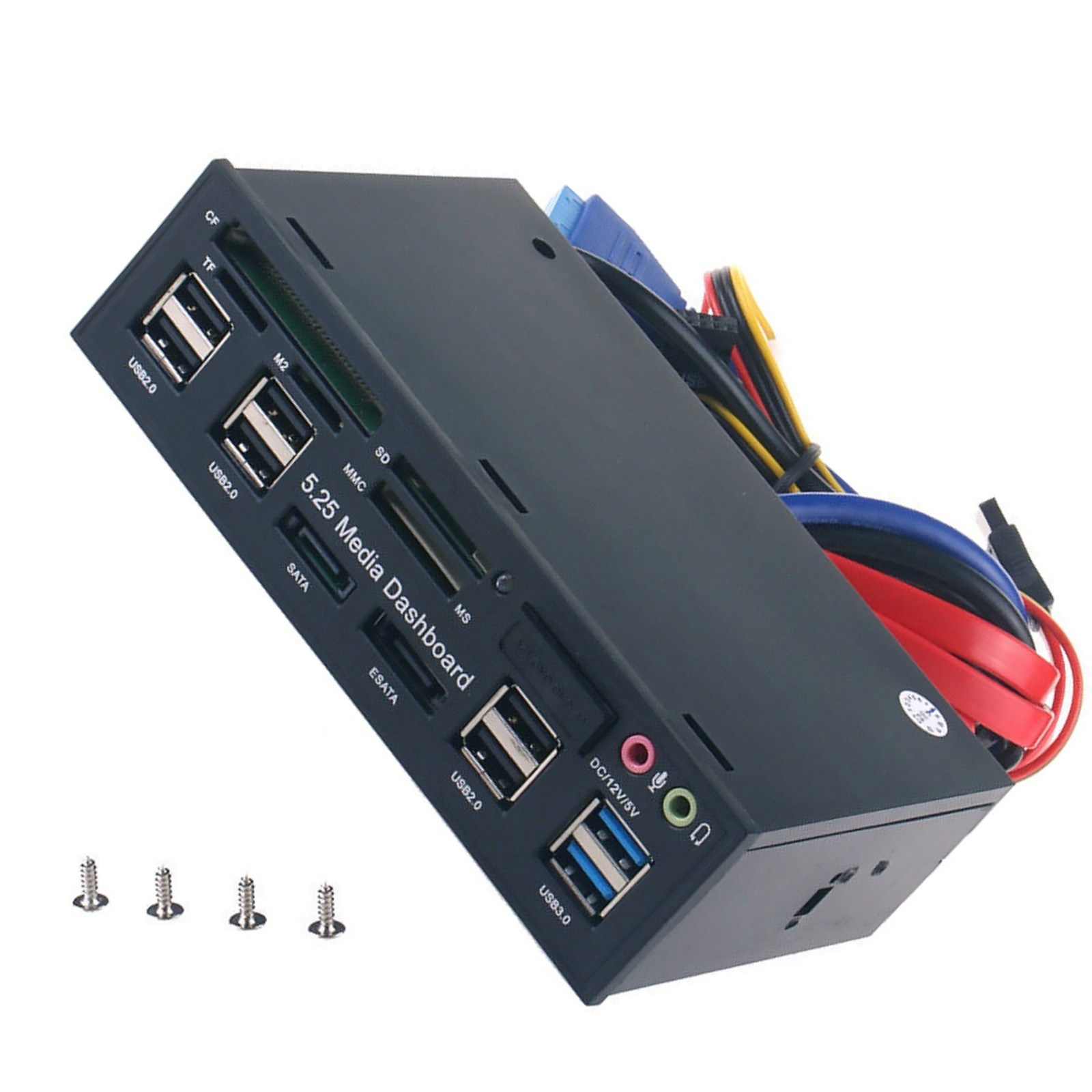 5.25" PC Front Panel Dashboard Media USB 3.0 Hub Audio Esata SATA Card Reader P