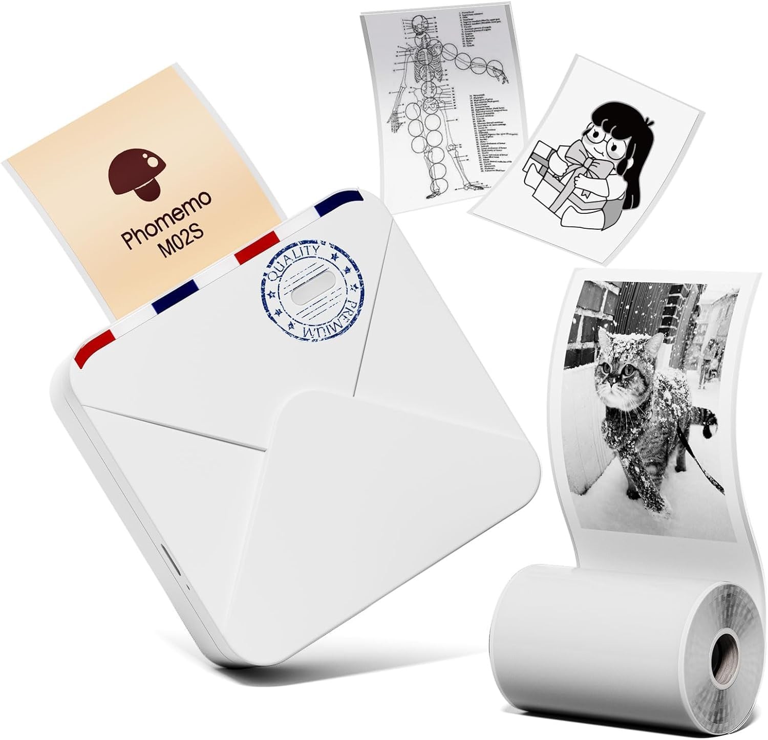 Phomemo M02S Mini Thermal Printer 300DPI Mobile Smartphone Label Maker