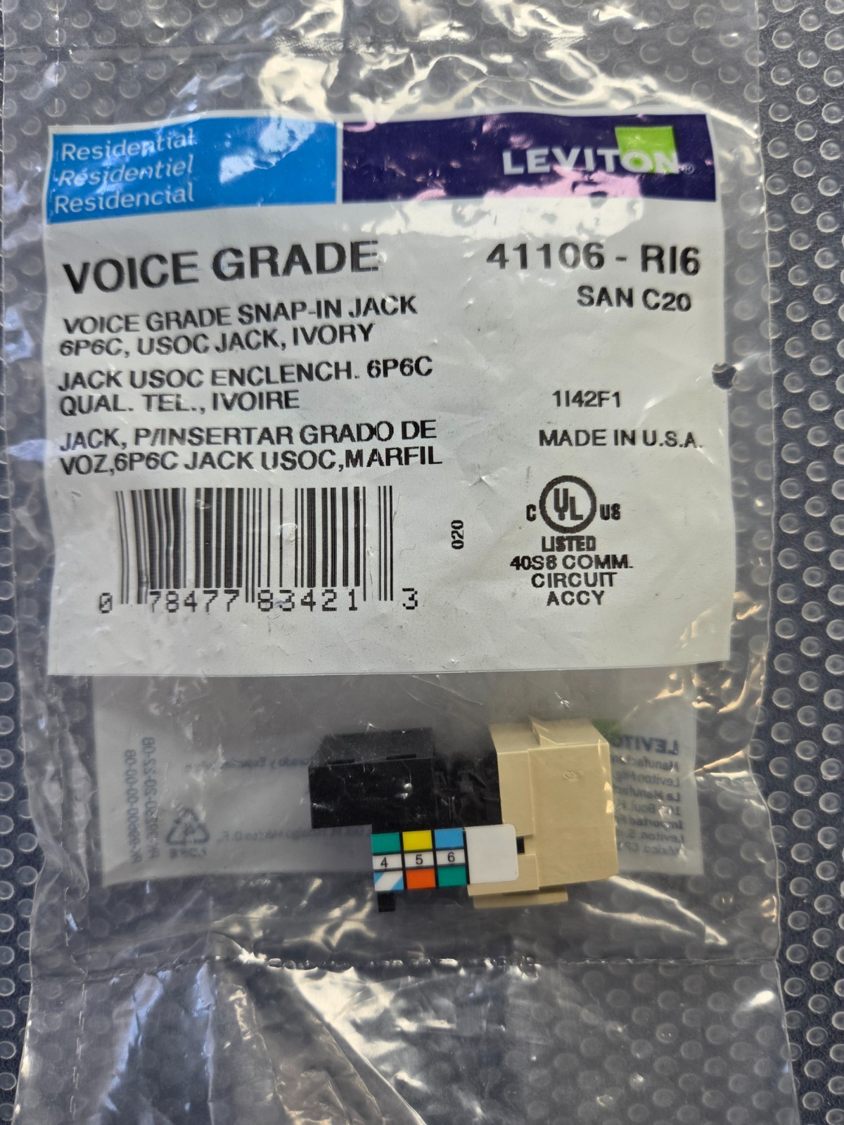 Leviton Ivory Voice Grade Snap-In Jack C20-41106-RI6 [Lot of 13] NOS
