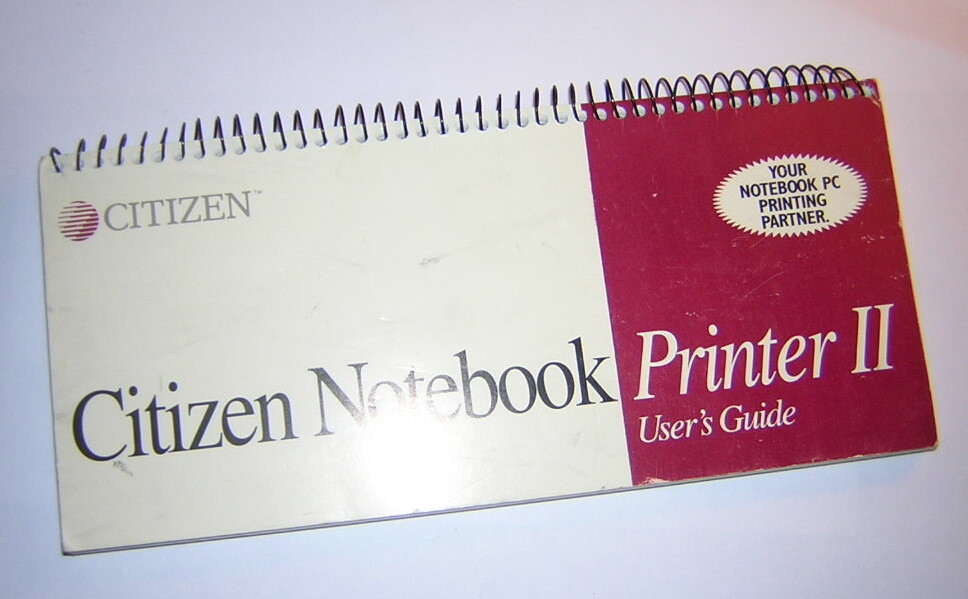 Vintage Citizen Notebook Printer II User's Guide Manual Windows 3.1 (1994)