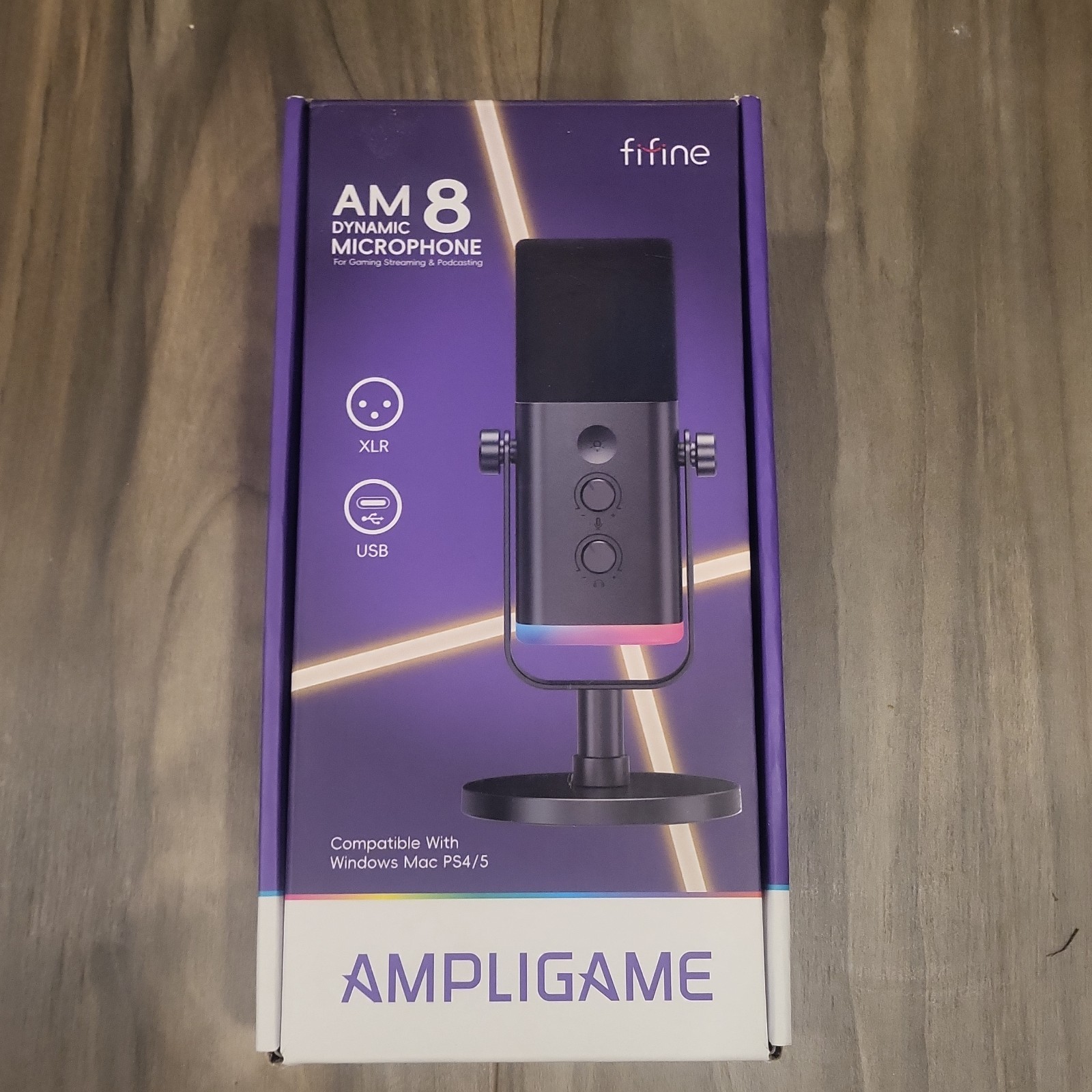 FIFINE AmpliGame AM8 Dynamic Microphone USB/XLR Cardioid Mute Black/White