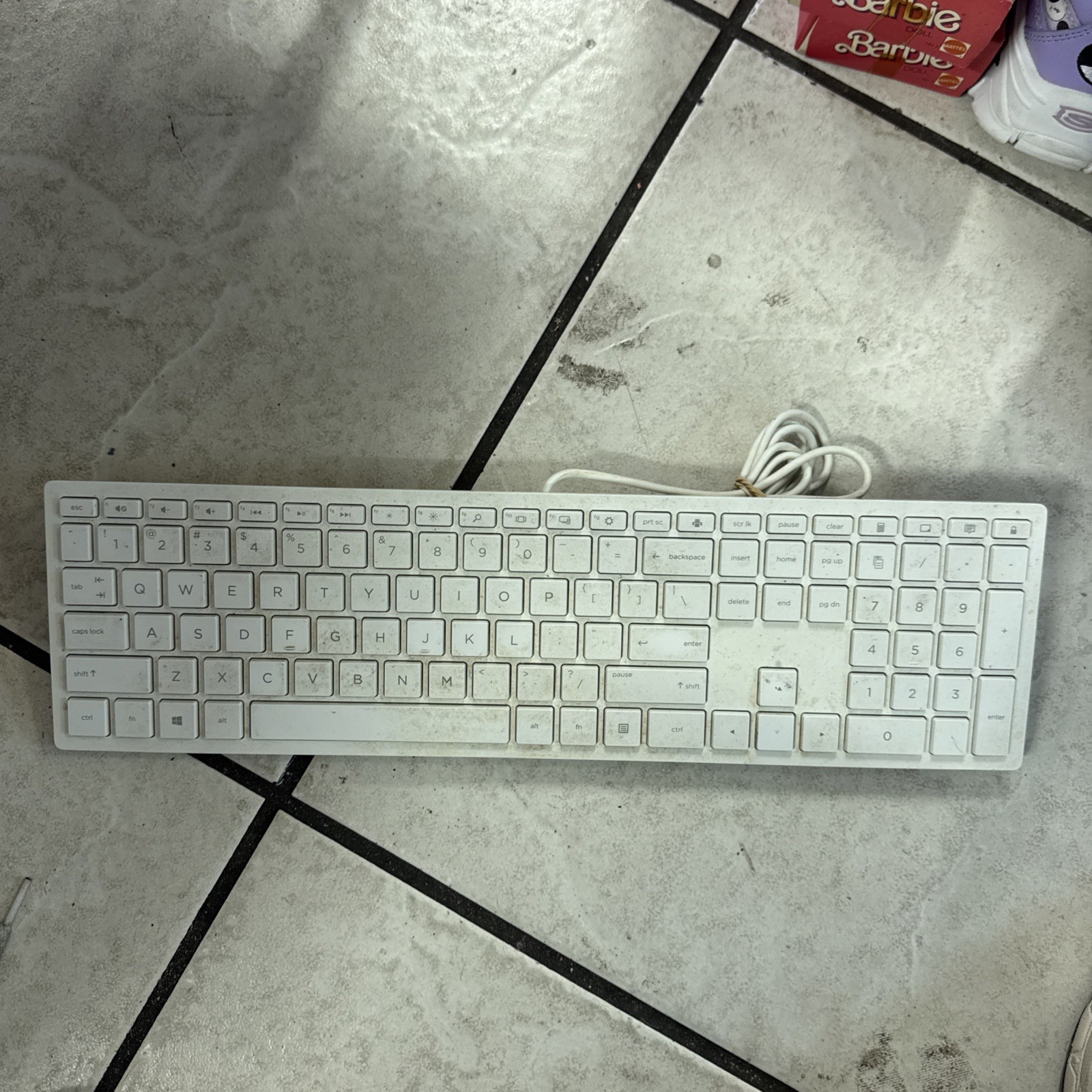 HP Keyboard Slim USB White with Numeric Keypad HSA-D004K Wired QWERTY Computer