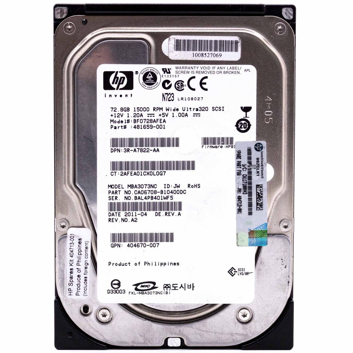 Fujitsu Mba3073nc Hdd Hard Disk Scsi 72.8Gb 80Pin 3.5" Server Hard Drive