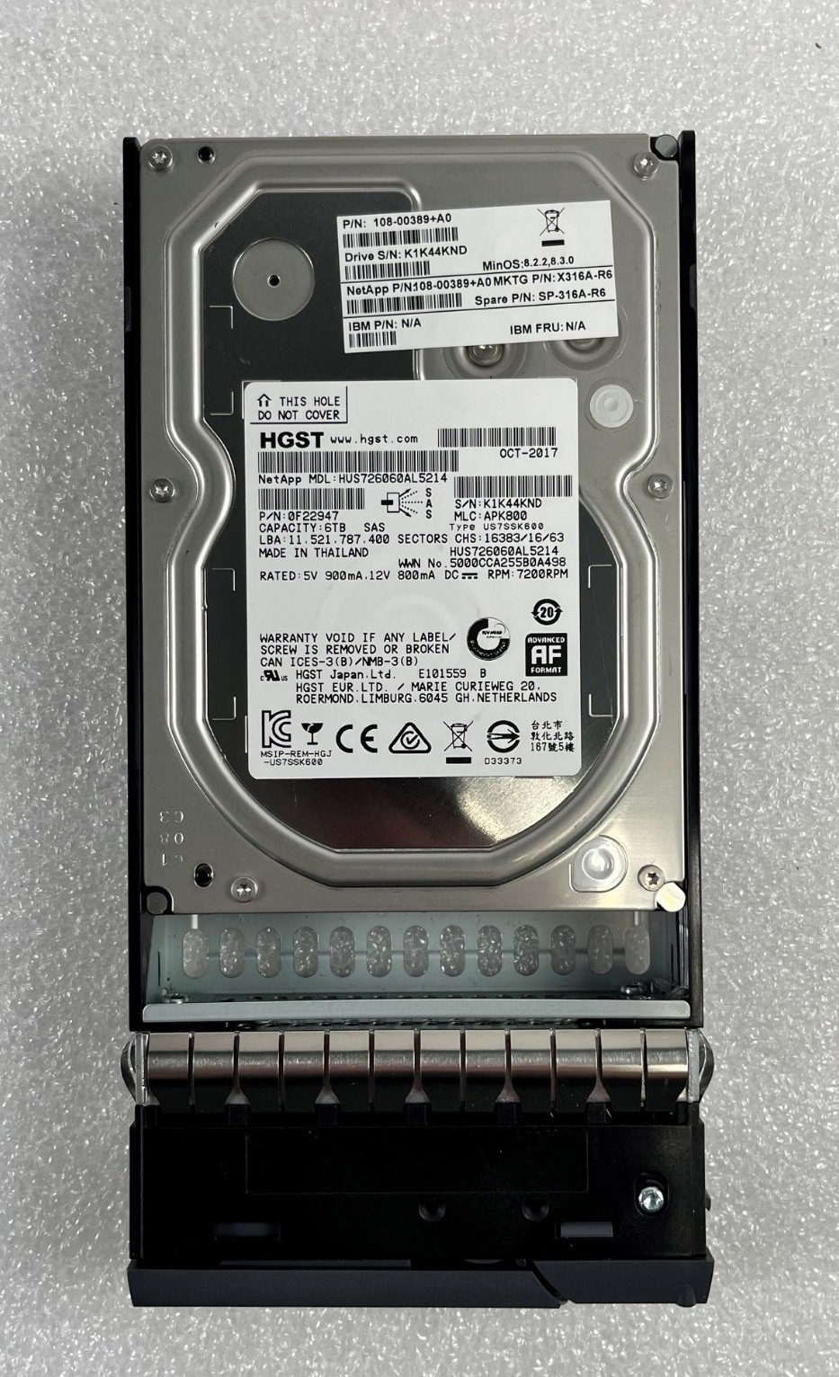 NETAPP X316A-R6 6TB 12G 7.2K SAS 3.5” LFF DRIVE WITH TRAY X316A-R6 6TB 12G- MP