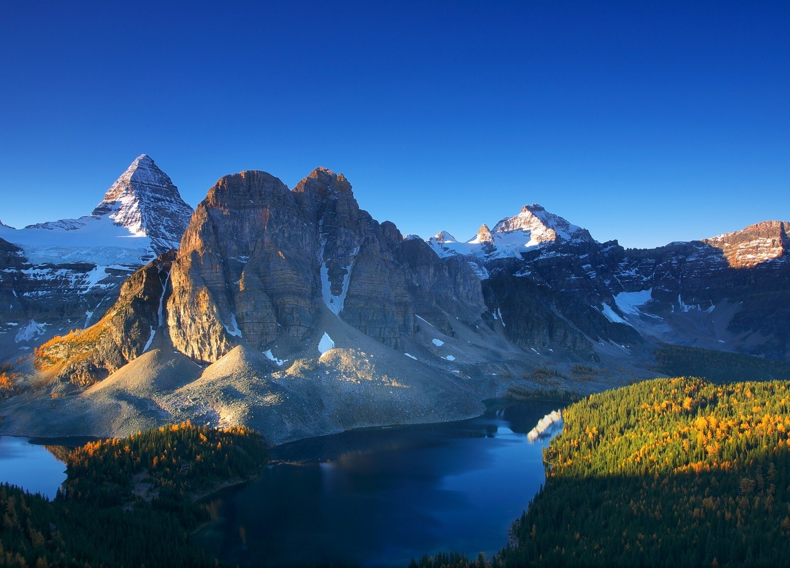 Landscape sunset lake forest fall mountains canada snowy Custom Gaming Mat Desk