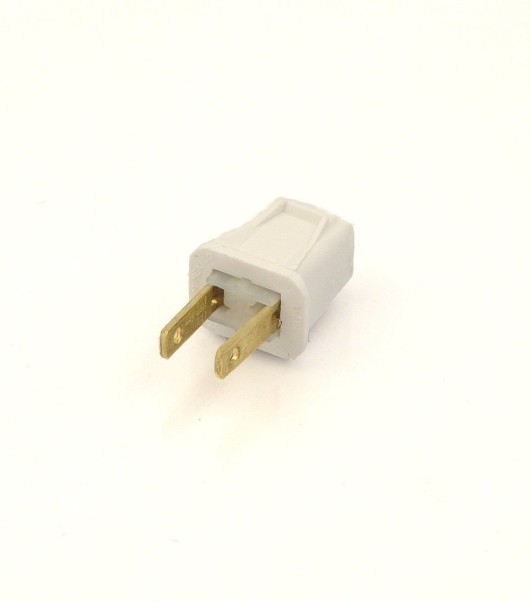 Leviton 123-7 Non-Polarized Easy Wire Plug, 125 V, 10 A, 2 P, 2 W, No Size, Whit