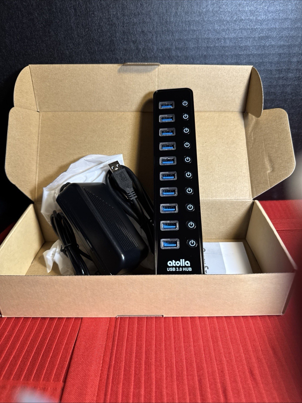 Powered USB 3.0 Hub,atolla 10 Ports USB Data Hub Splitter with Individual ON...