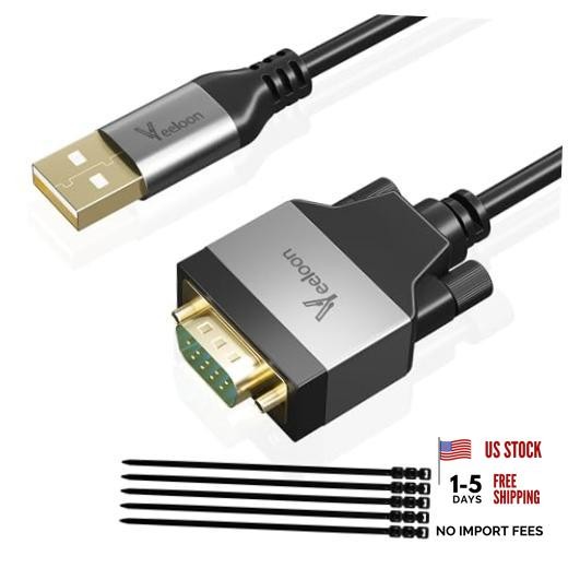 USB 2.0 to Serial Adapter (FTDI Chipset), 15 FT USB A 15FT USB A to DB9Pin Male