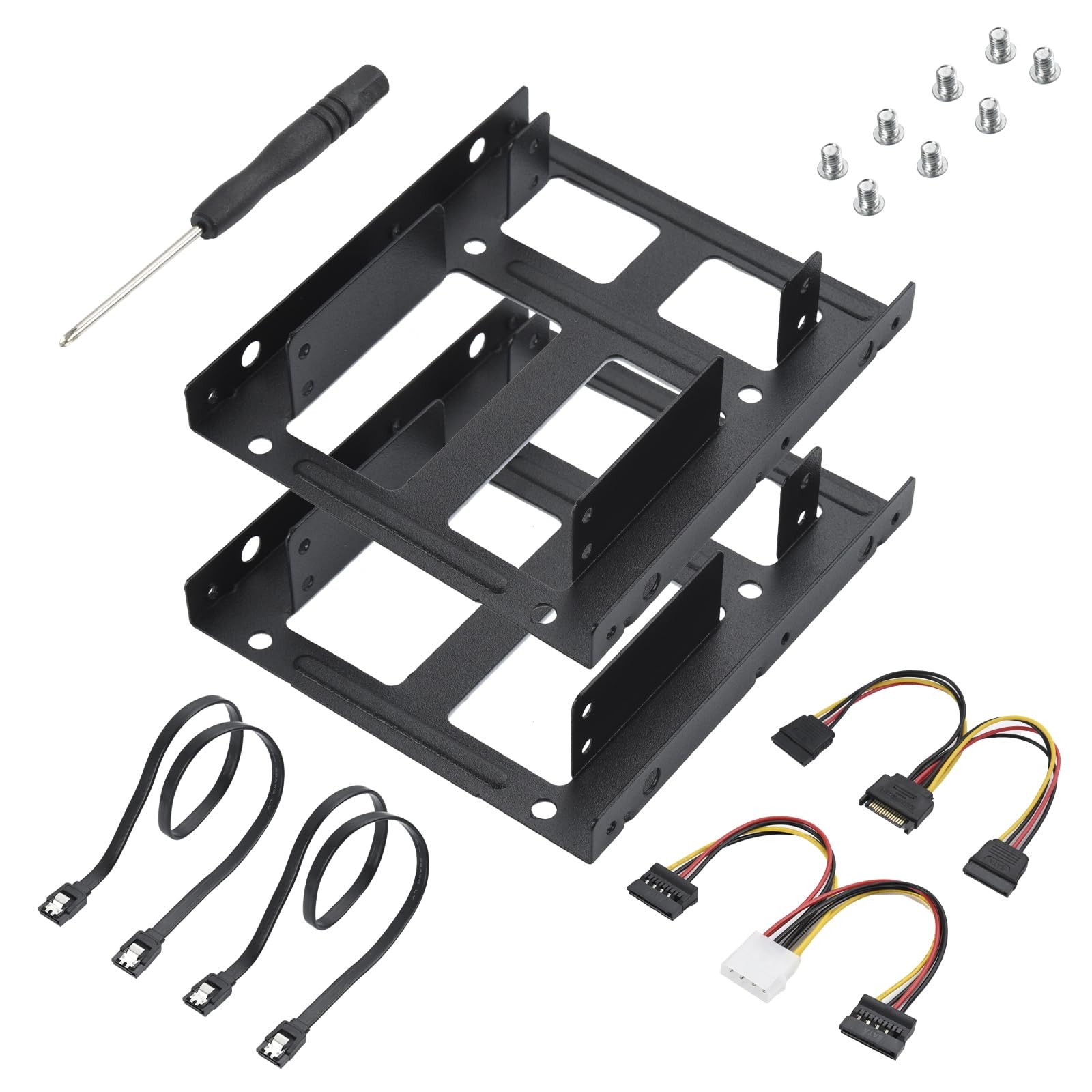 2 Pack Double-Deck SSD Mounting Bracket SSD Adapter 2.5" to 3.5" Hard Drive