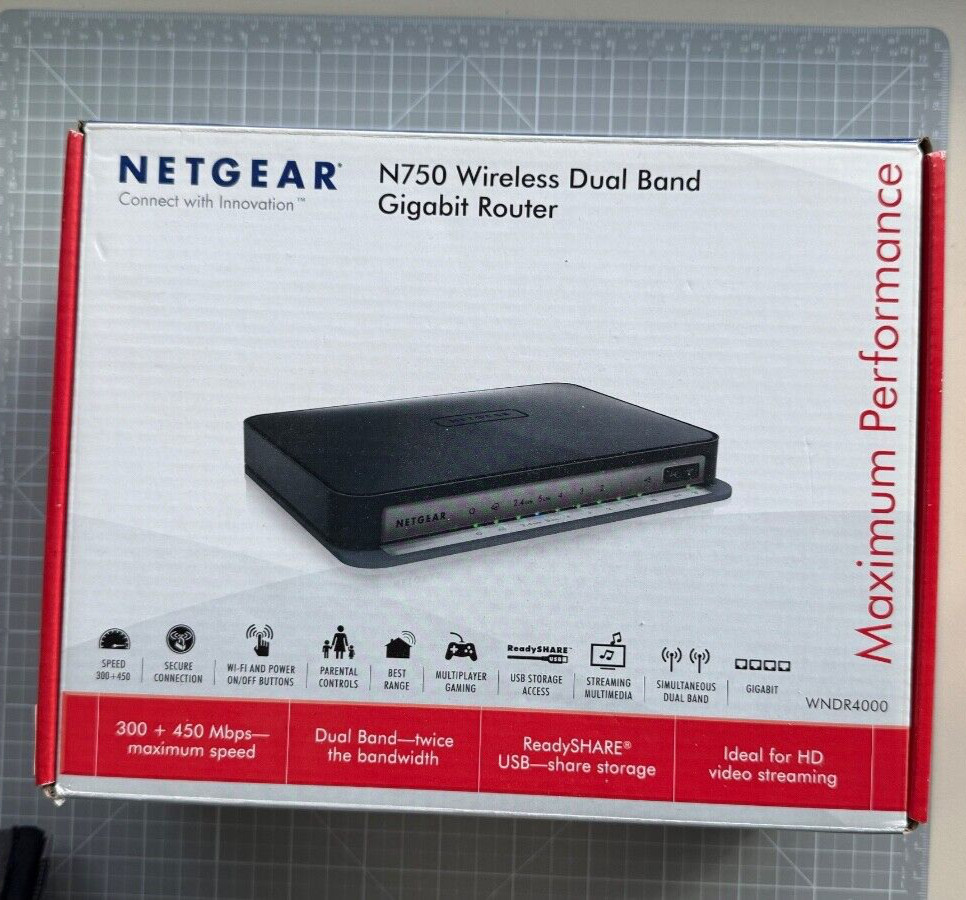NETGEAR N750 WiFi 300+450Mbps Dual Band Gigabit Router (WNDR4300)