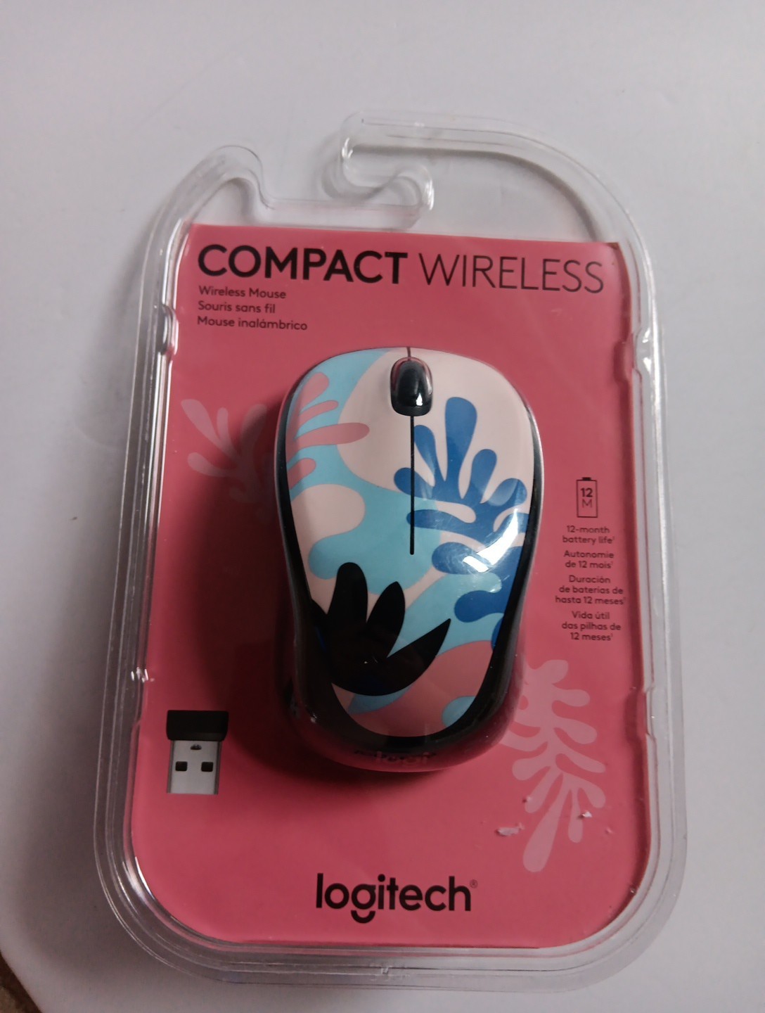 Logitech Design Compact 2.4GHz Wireless Mouse Coral Reef 910-006607 NEW SEALED