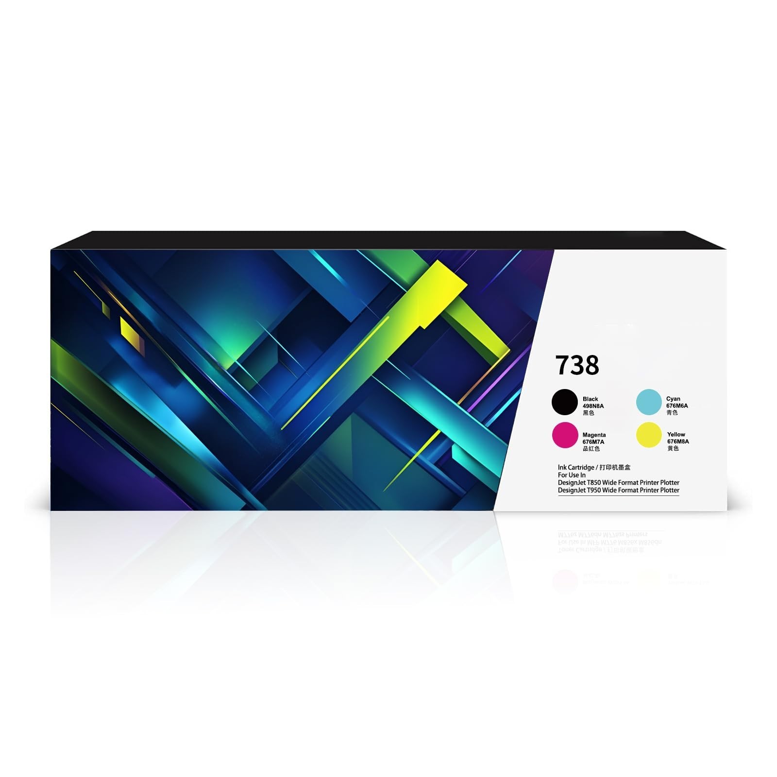 High Yield 738 Ink Cartridge Wide Format 4 PK -300ML 498N8A 676M6A 676M7A 676M8A