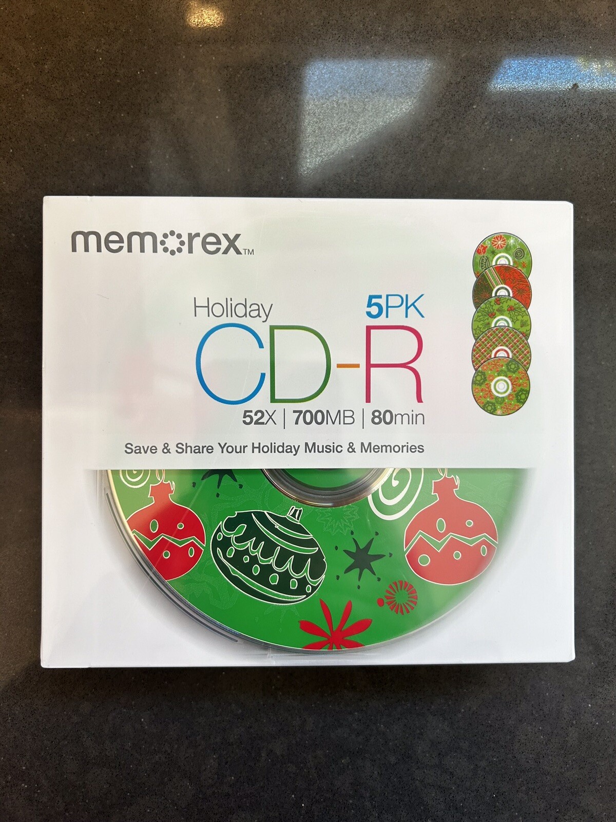 MEMOREX CHRISTMAS HOLIDAY 5PK CD-R SEALED NEW BLANK DISCS MEDIA 52X 700MB 80MIN