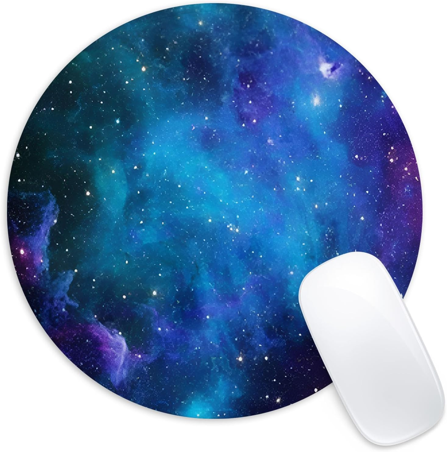 Nebula Galaxy Round Mouse Mat, Funny Small Mouse Pad with Non-Slip Rubber Base,