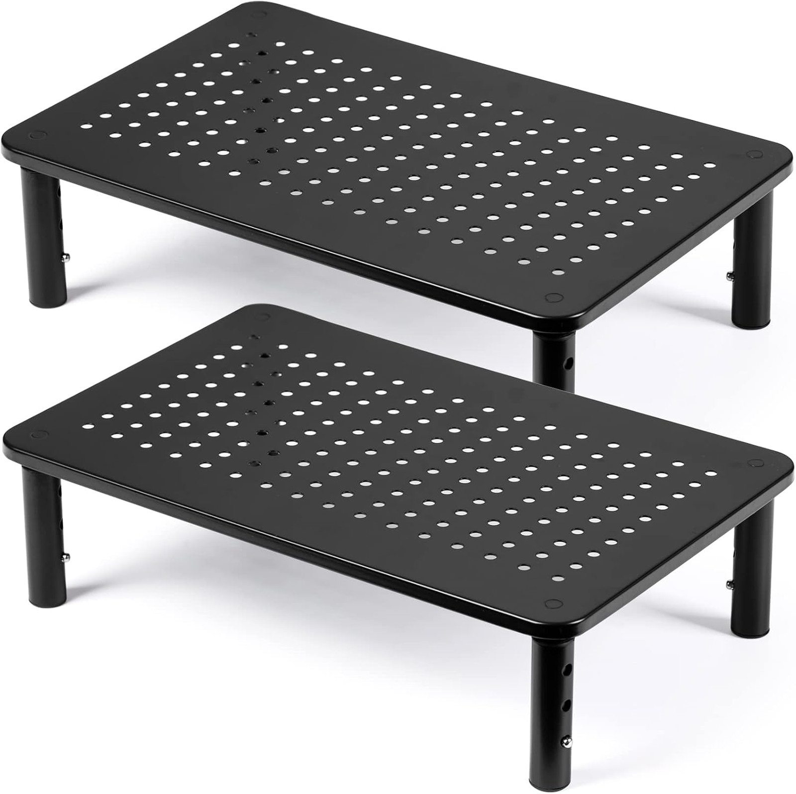 2 Pack Adjustable Monitor Stand Riser Steel Desktop Holder for 2 Monitors PC