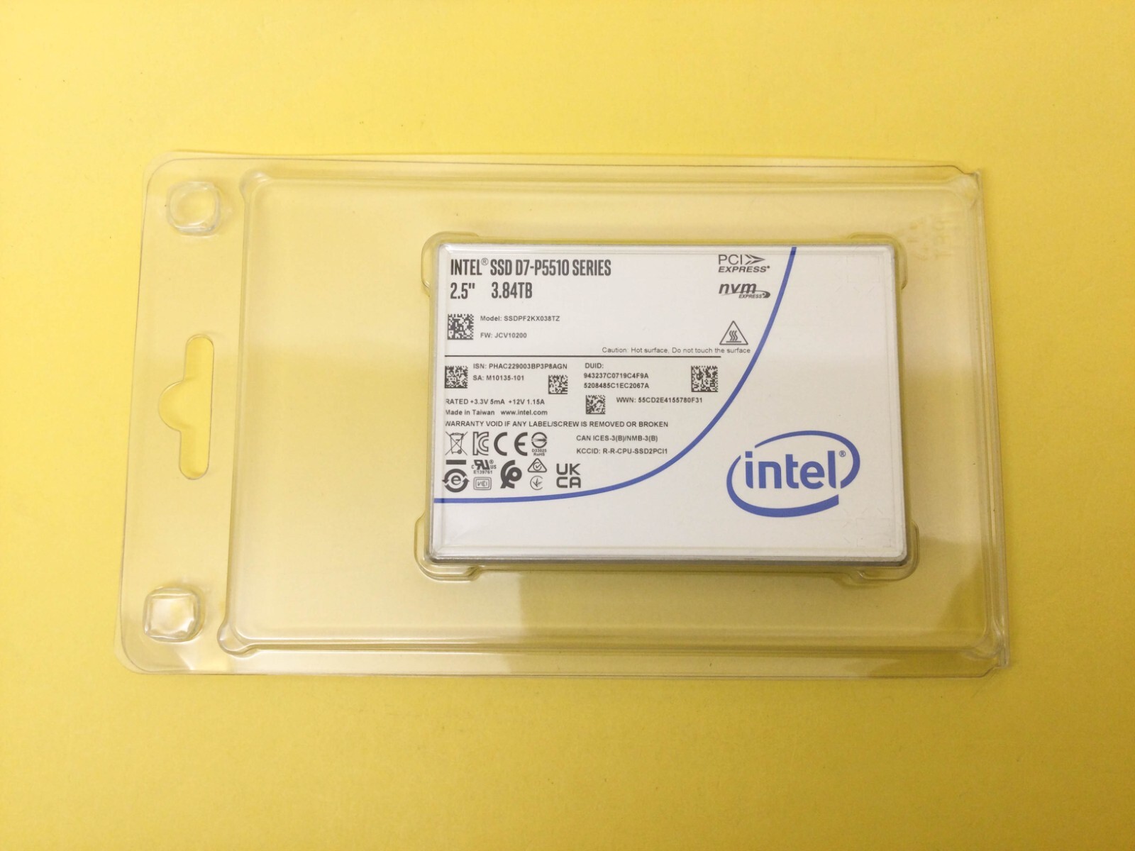 Intel D7-P5510 Series 3.84TB U.2 PCIe NVME 2.5" SSD SSDPF2KX038TZ New