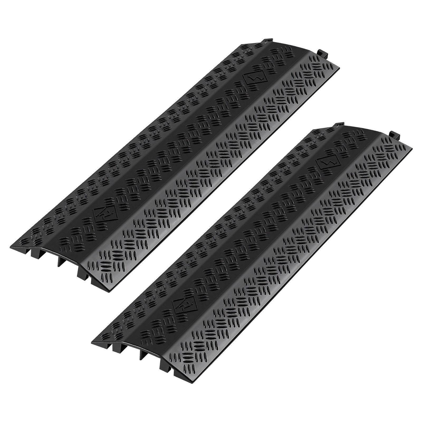 Heavy Duty Cable Protector Ramp, 17,500 lbs/Axle Load, 2 Pack, Black, 38.39"L