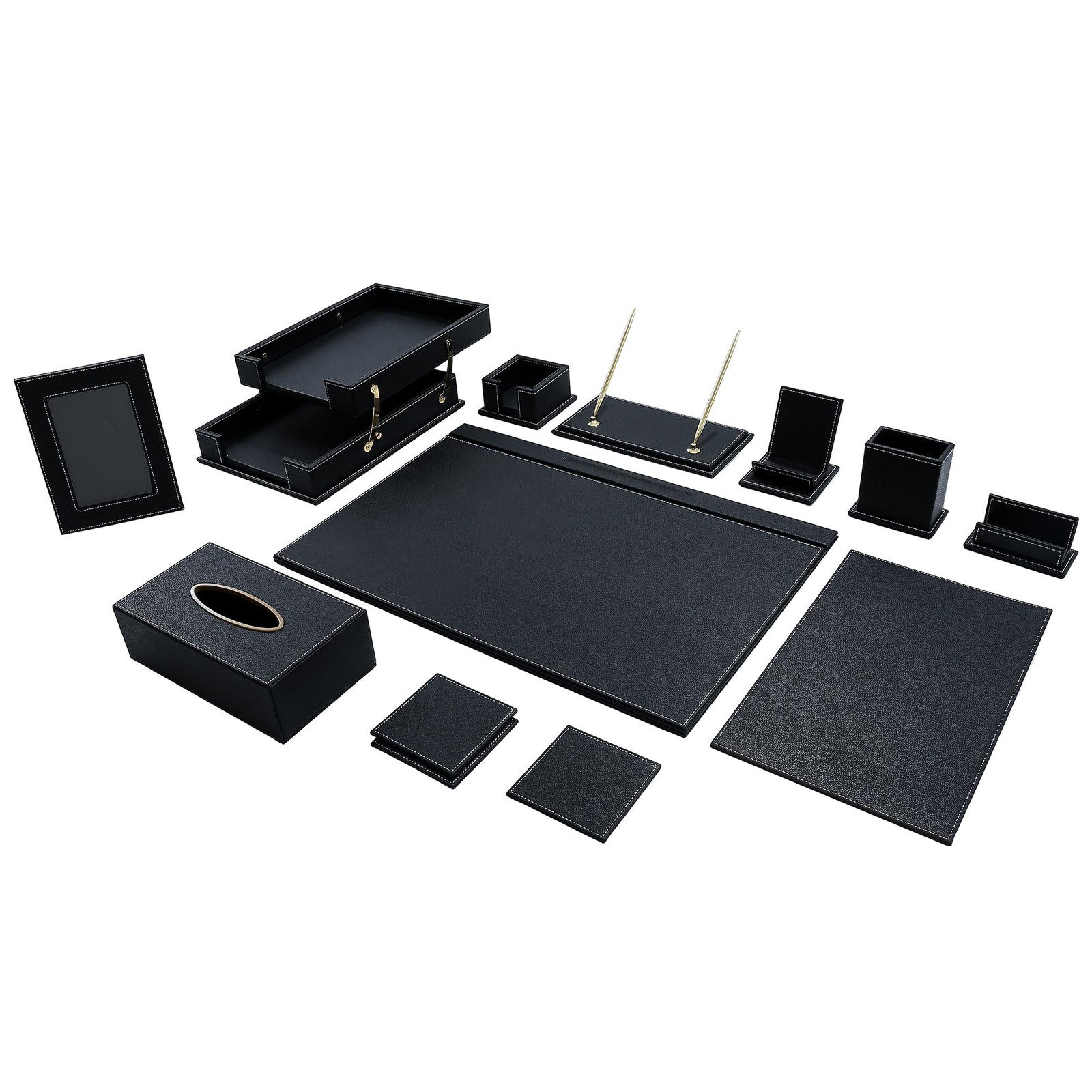 Leather Desk Set,Desk Organizer Set,13-Piece Executive Office Accessories
