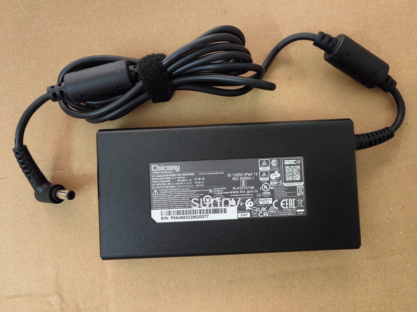 For MSI MS-16V1 GS66 Stealth 10SE-039 Original 20V 9A 180W AC Adapter A17-180P4B