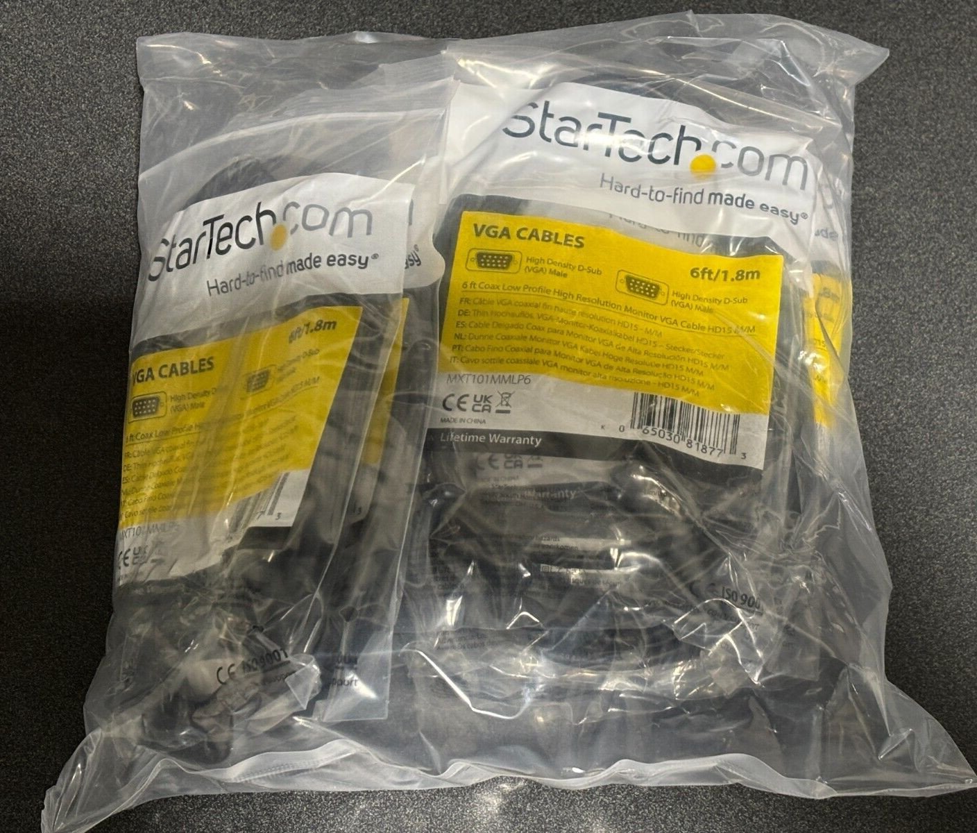 NEW Lot of 10 StarTech 6ft Coax Low Profile High Resolution VGA Cables