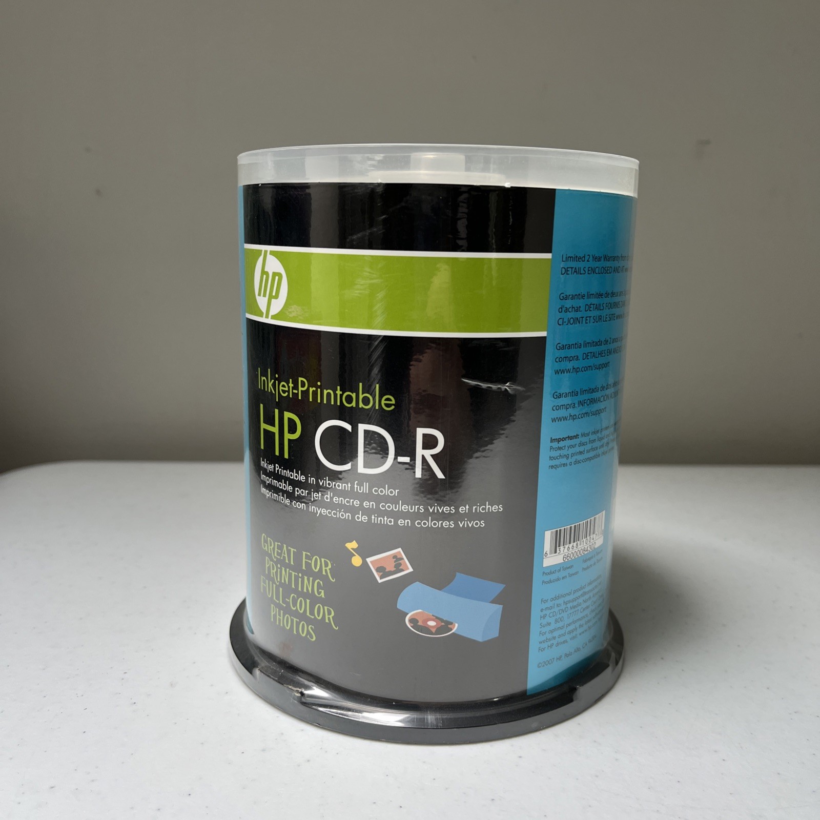 100 HP CD-R CDR  White Inkjet Hub Printable Disc 700MB 80Min Spindle Cake Box