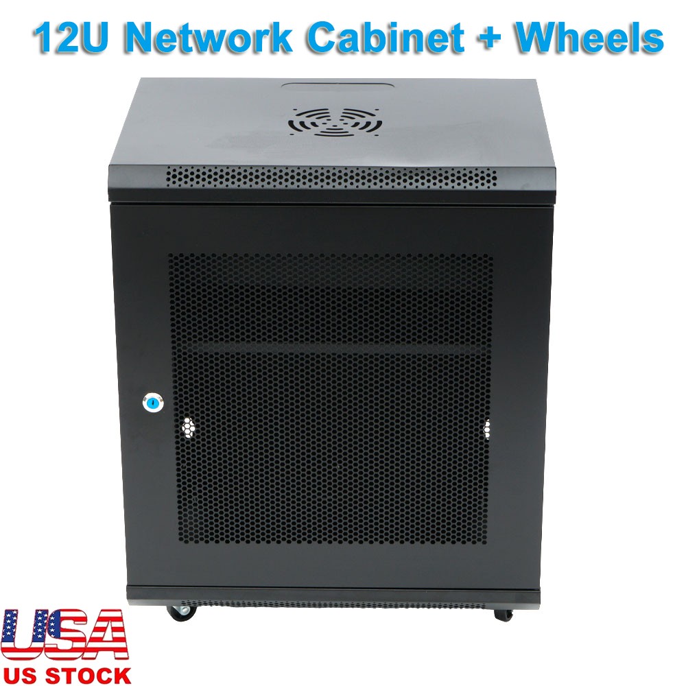 12U Wall Mount Server Cabinet Network Rack Vented Enclosure Locking Door