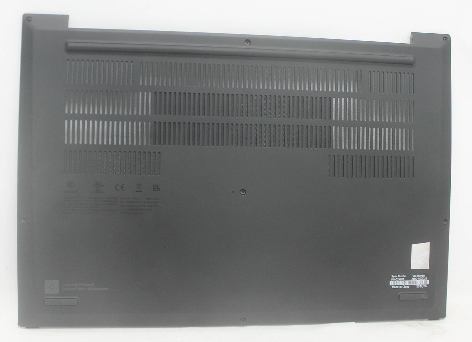 5M11K66107 Lenovo Bottom Base Cover Asmp1G5 Hyb/Rtx Nowwan Thinkpad P1 "GRADE A"
