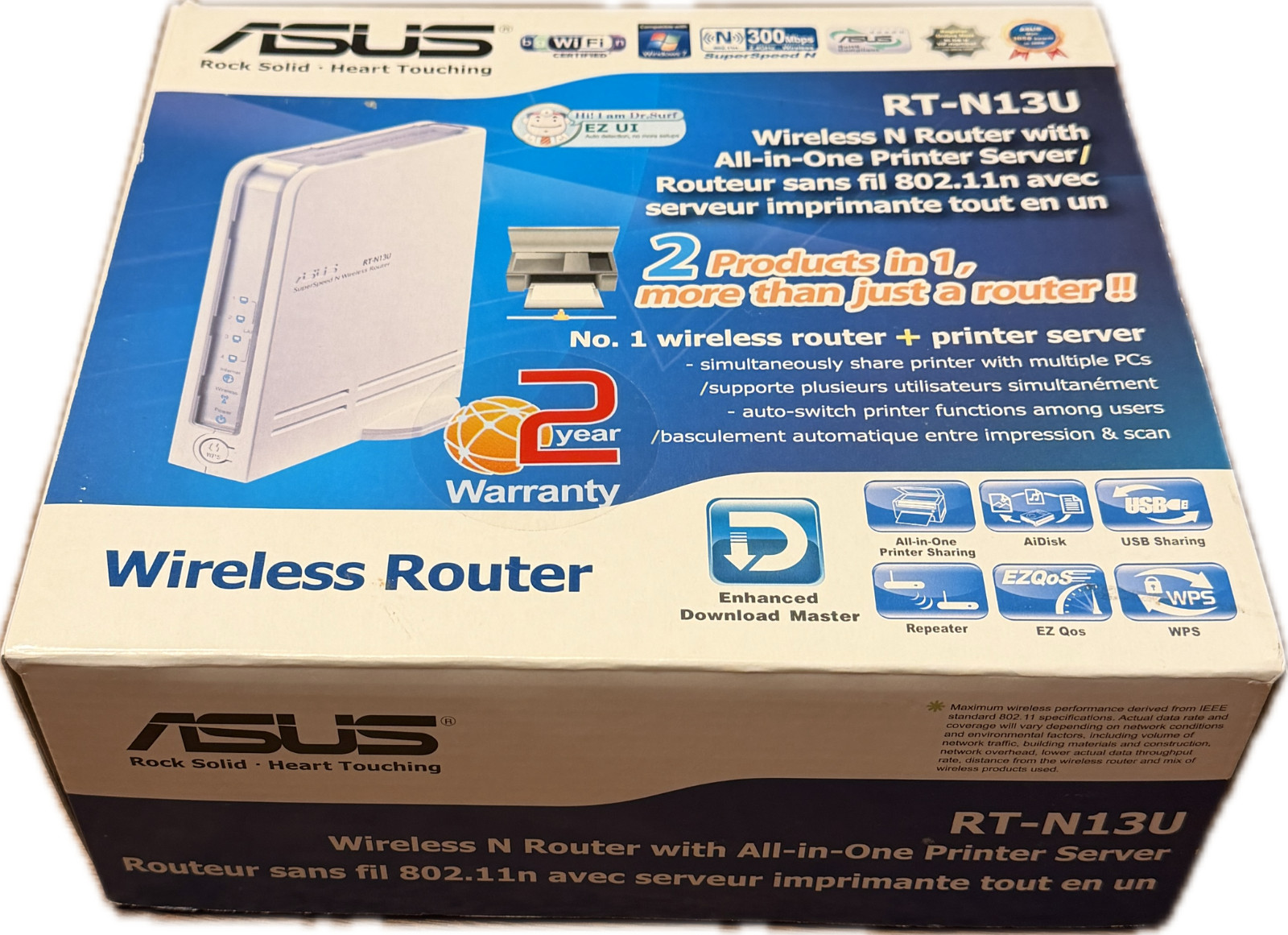 Open Box ASUS RT-N13U Wireless N Router with All-in-One Printer Server