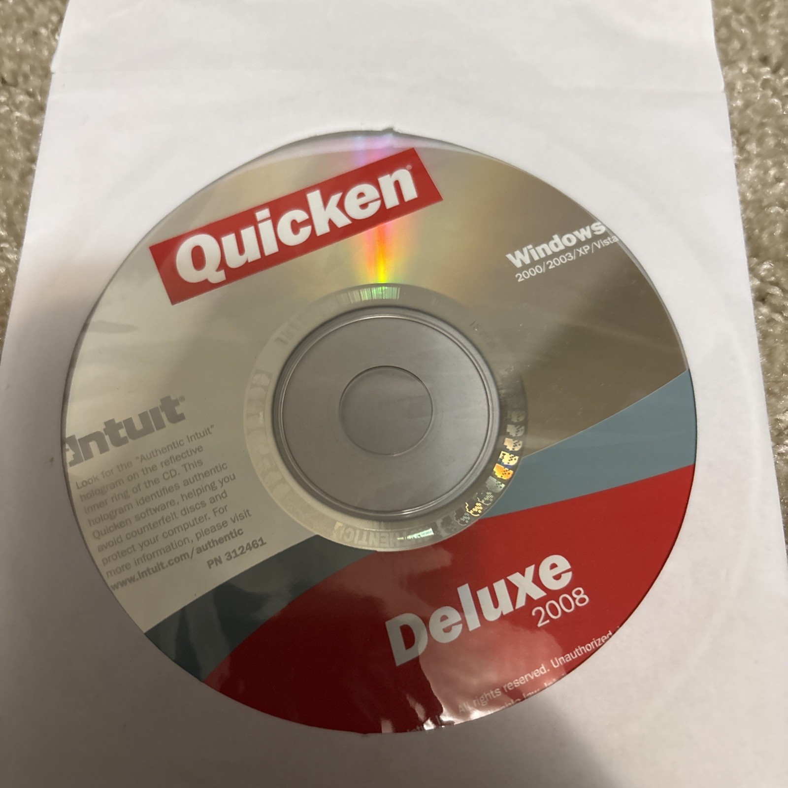 Quicken Deluxe 2008 Windows Disc