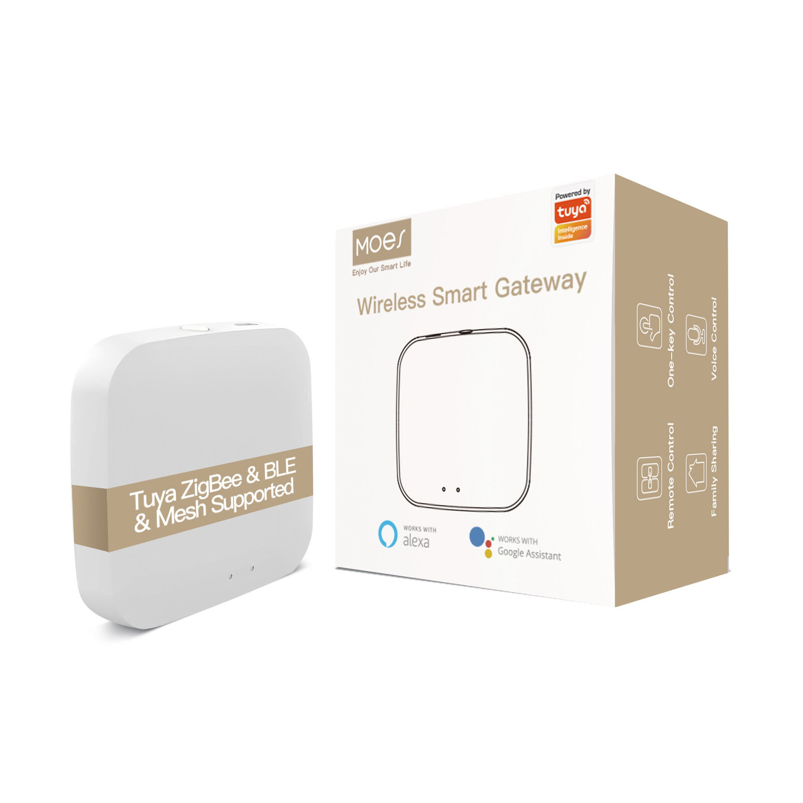 MOES Tuya ZigBee Bluetooth BLE Mesh Hub Multi-Mode Wireless Smart Home Gateway