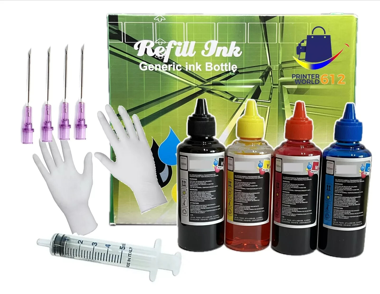 4 Bulk refill ink kit for EPSON inkjet printer 4 colors 4x100ml CISS Refillable