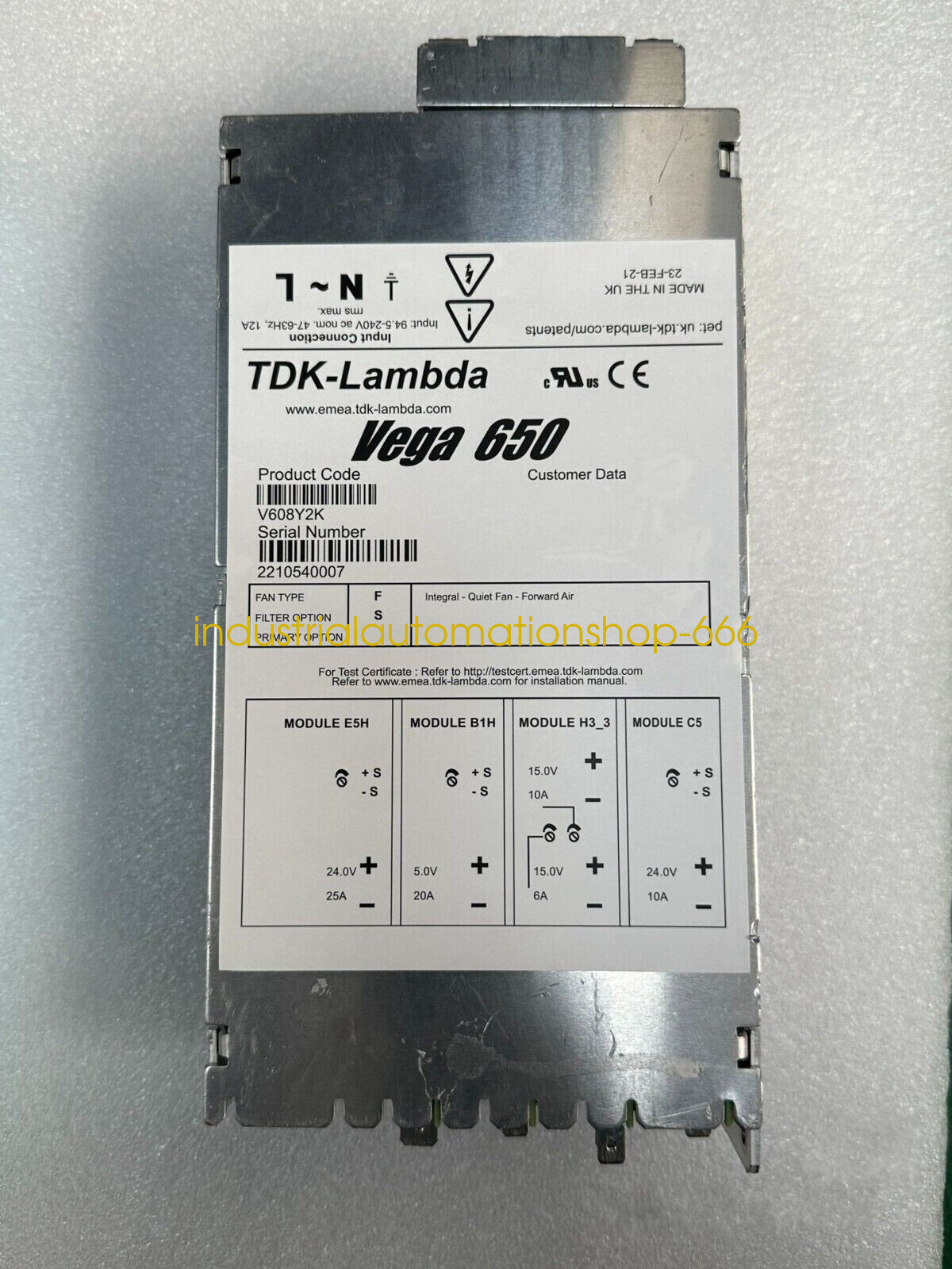 1PC USED TDK-LAMBDA VEGA 650 V608Y2K Via DHL or FedEX