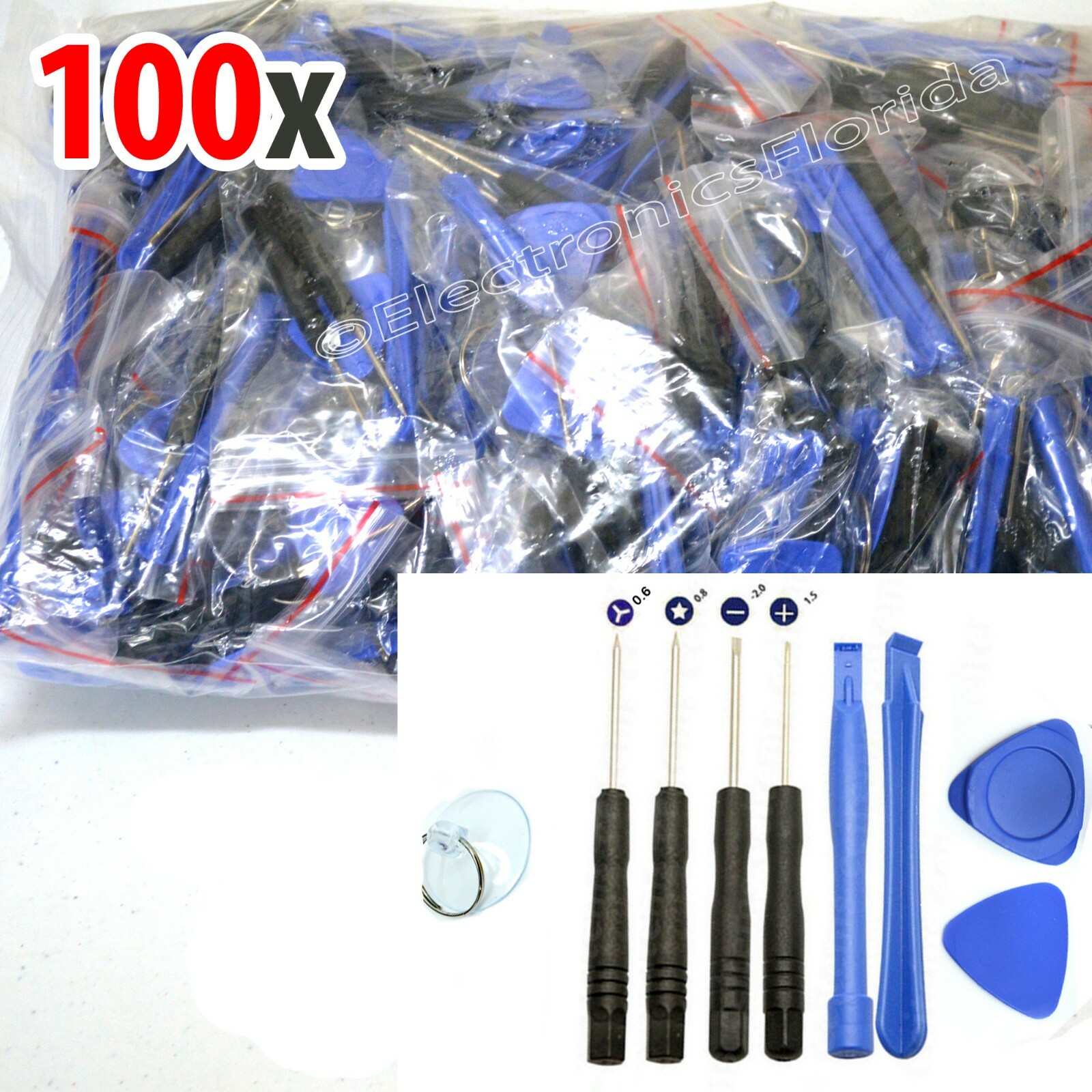 100x 9 pcs Universal Repair Tools Kit For Repairing Mobile Phone iPad