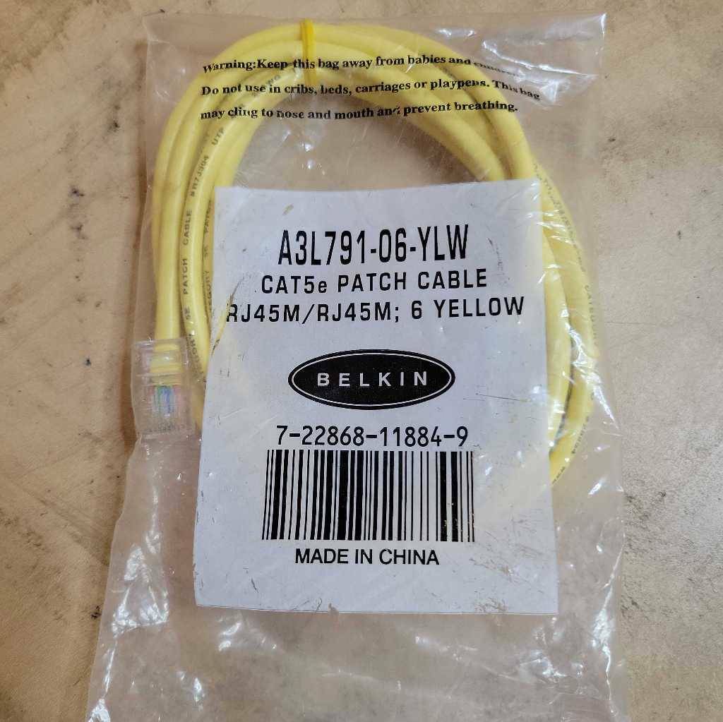 Belkin CAT5e Patch Cable 6 Ft A3l791-06-YLW RJ45M/RJ45M Yellow Ethernet