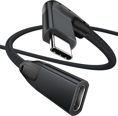 UseBean Right Angle USB C Extension Cable 6FT, 90 Degree USB-C 3.1 BLACK