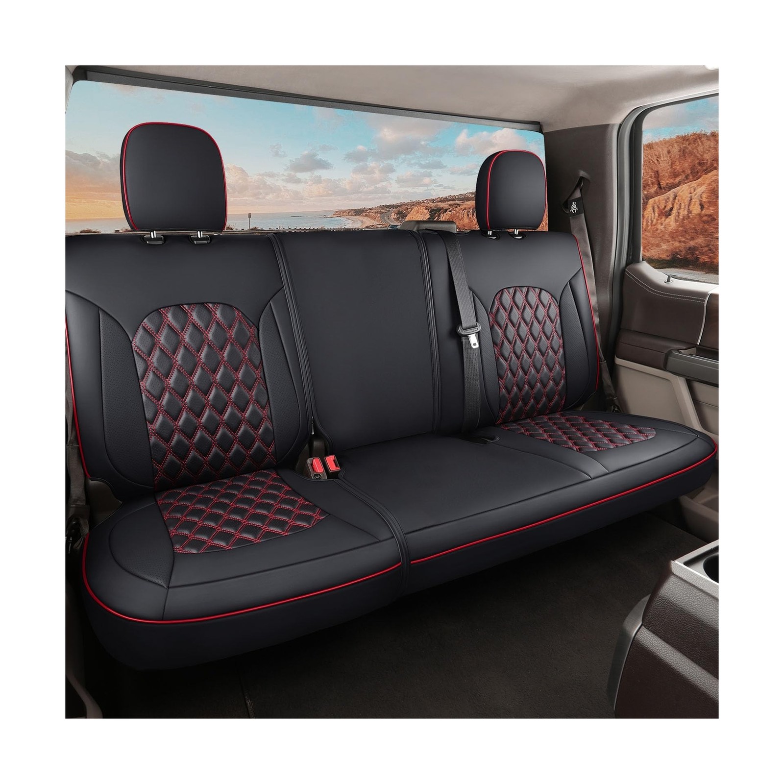 Huidasource Rear Bench Leather Seat Covers Fit for Chevy Silverado ... Fast Ship