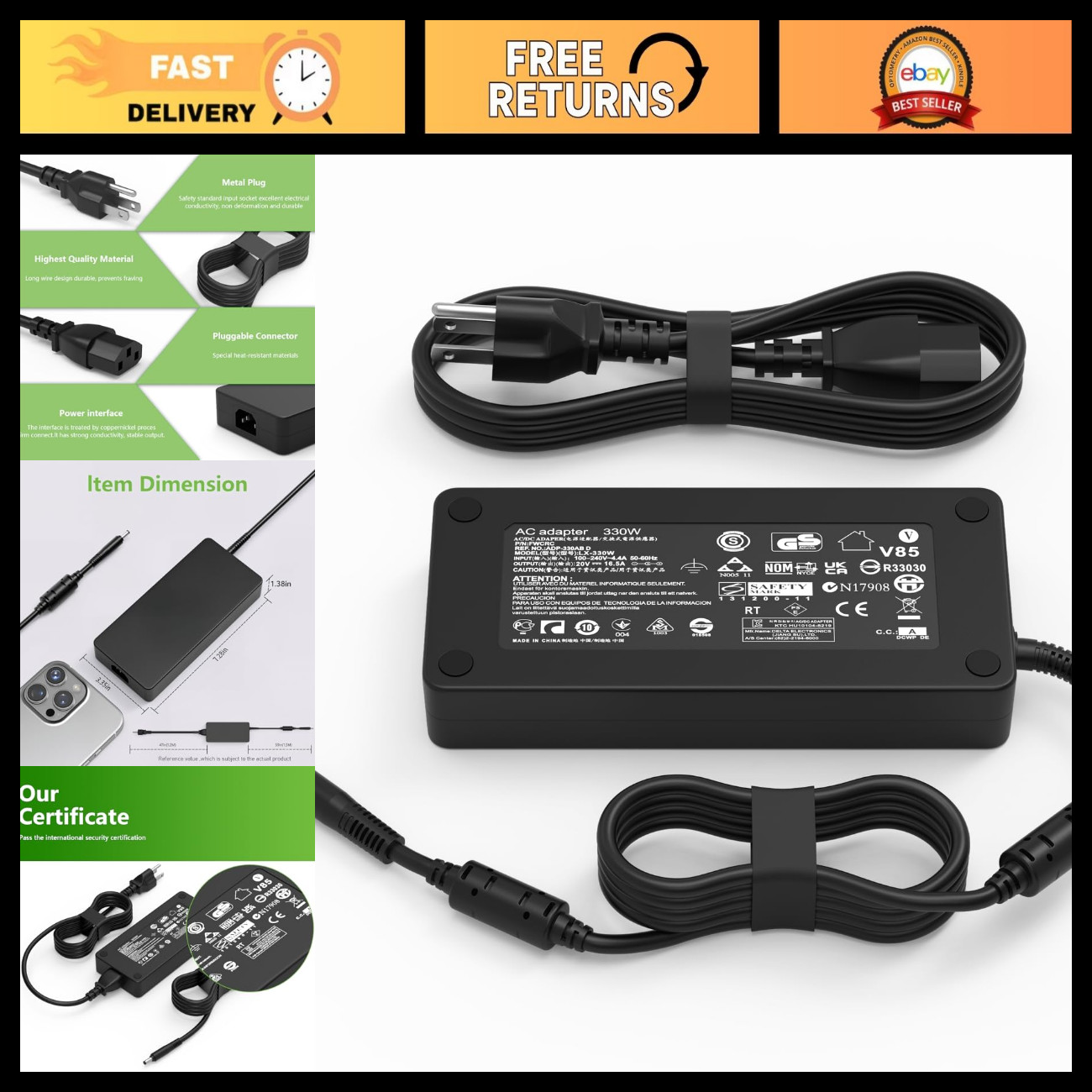 330W 280W AC Adapter Charger for Acer Predator Helios Nitro Triton Power Supply