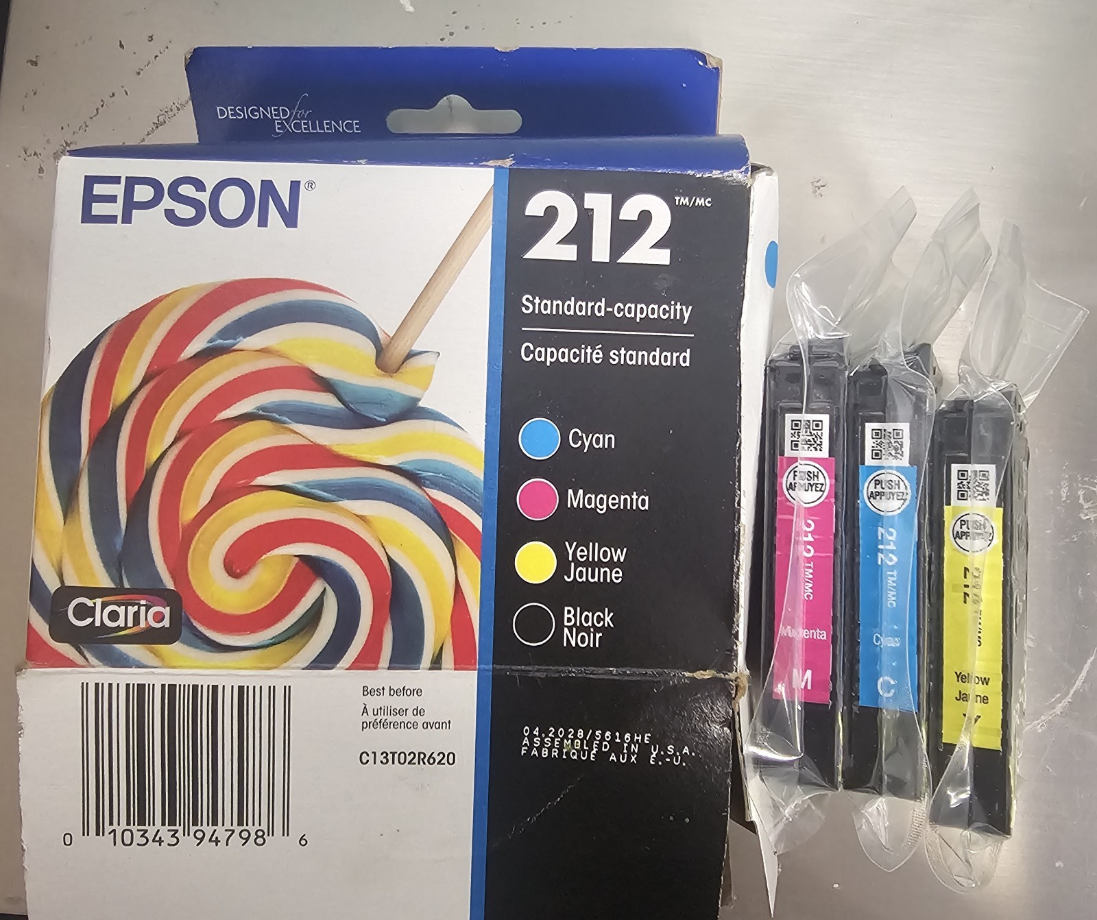 Epson 212 Standard-Capacity Color & NO BLACK Ink Cartridge. EXP 04/28