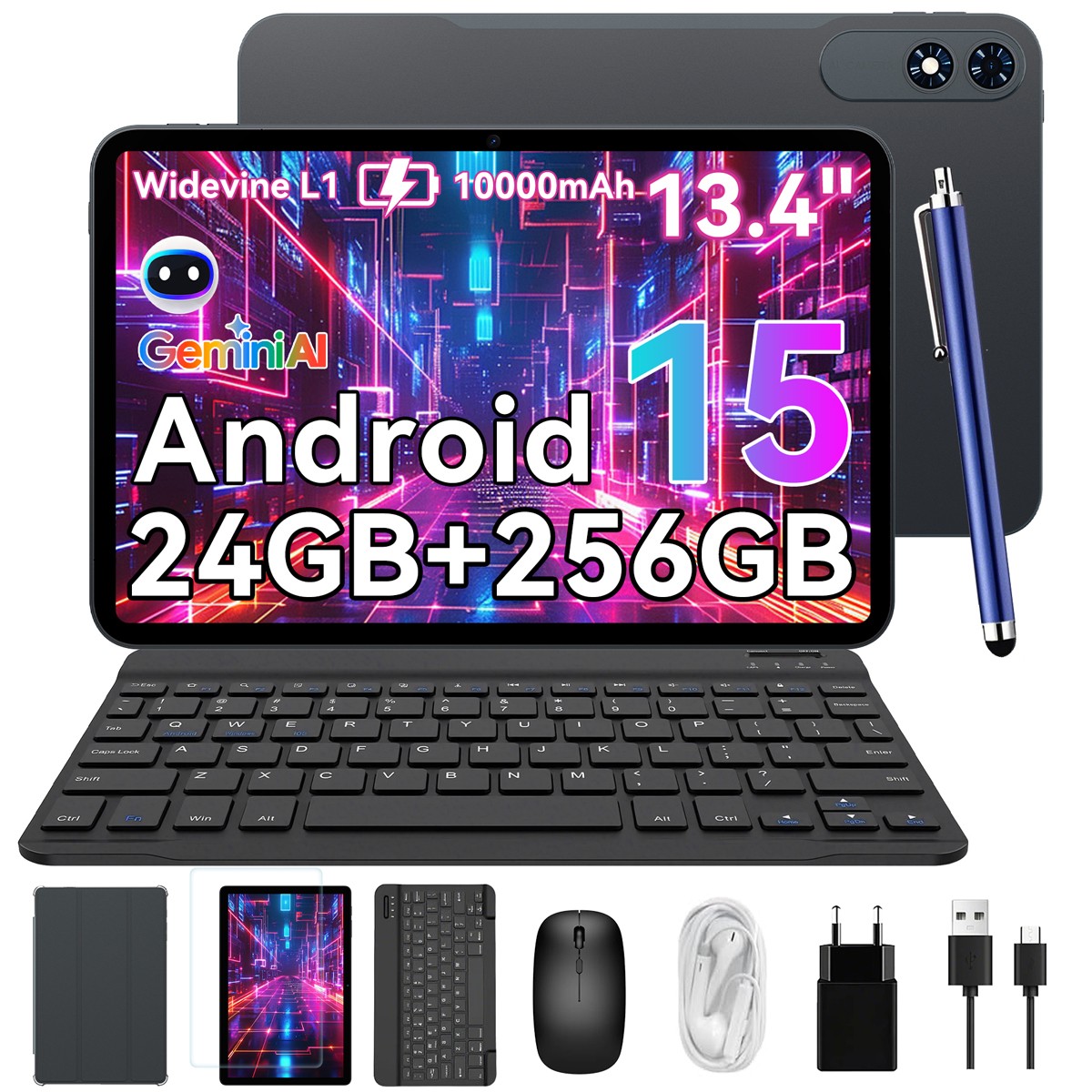 TABWEE T60 Pro 13.4" 120Hz Tablet Android 15 24GB+256GB 10000mAh Widevine L1,GPS