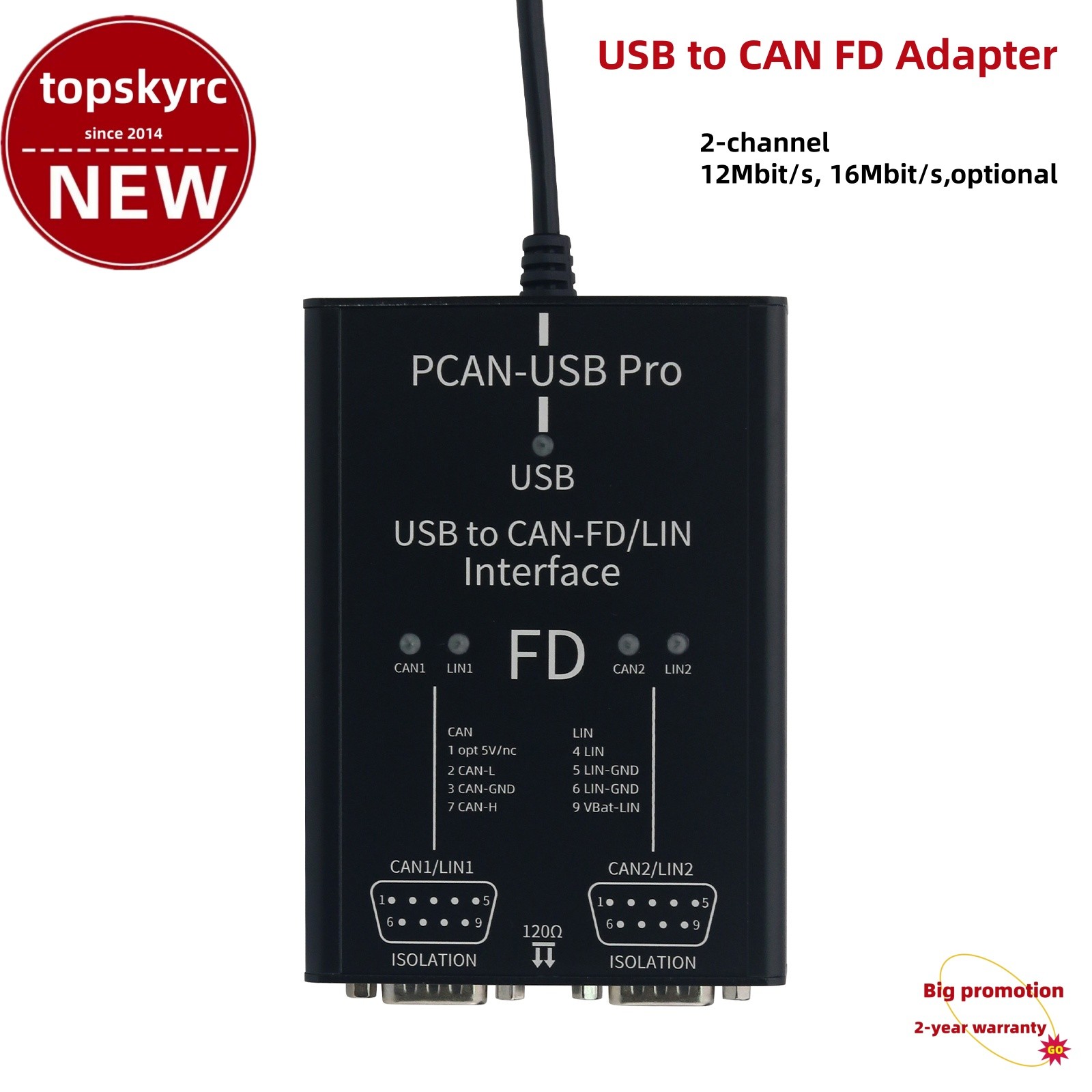 PCAN-USB Pro PCAN FD Pro 2CH 12Mbit/s 16Mbit/s Adapter For IPEH-004061 tp1
