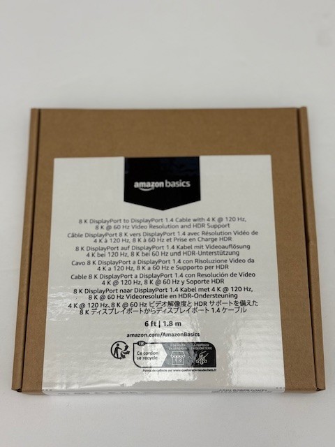 Amazon Basics 8k DisplayPort to DisplayPort 1.4 4k Cable - 4k120hz 8k60hz