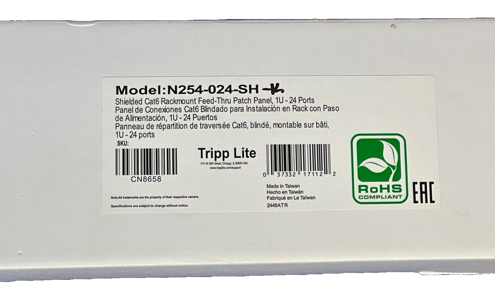 TRIPP LITE N252-024-SH-K, Cat5A-Cat6-Shielded 24 Port, Great Condition-OPEN BOX