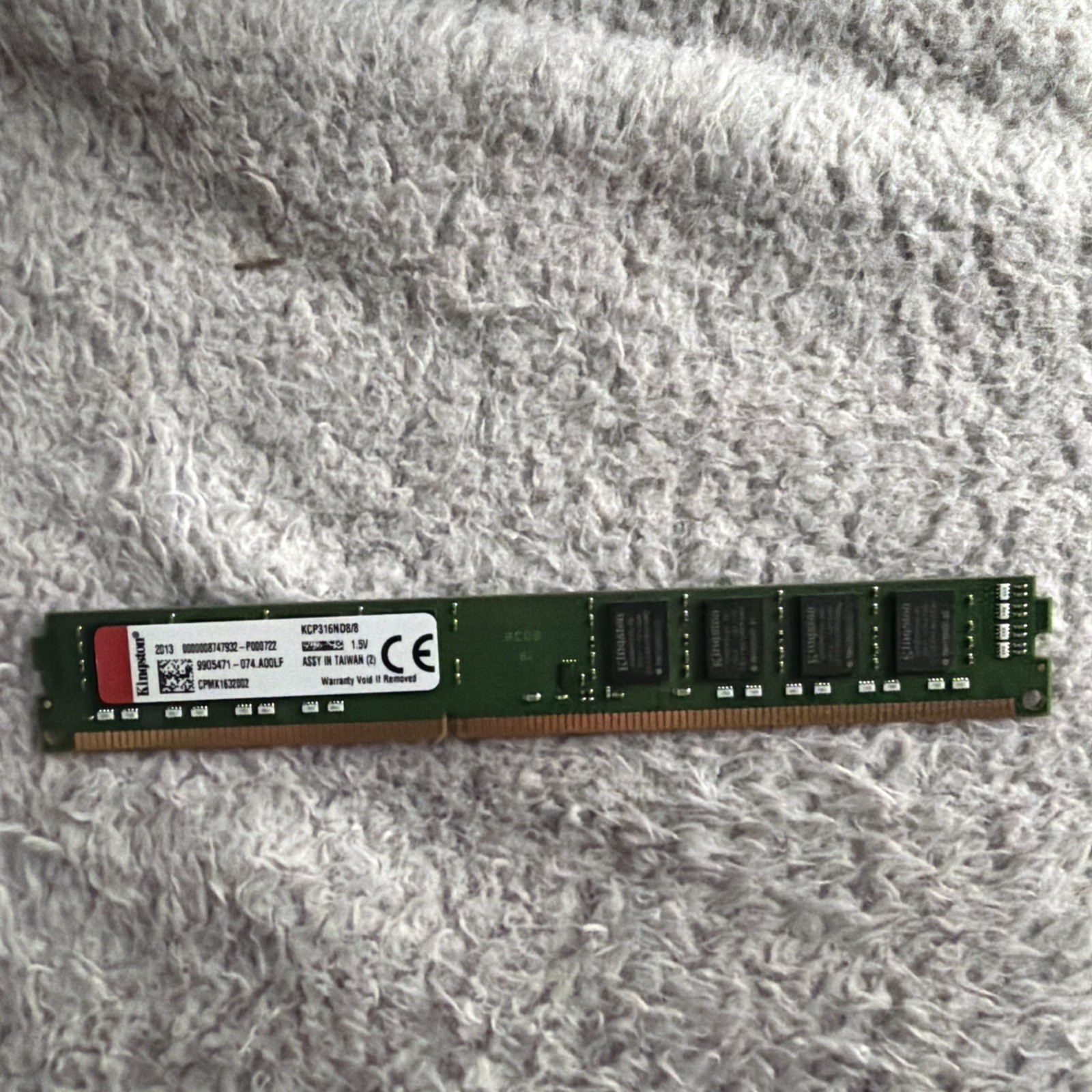 2 Kingston 8GB DDR3 SDRAM desktop memory modules (Model: KCP316ND8/8) 240 Pin