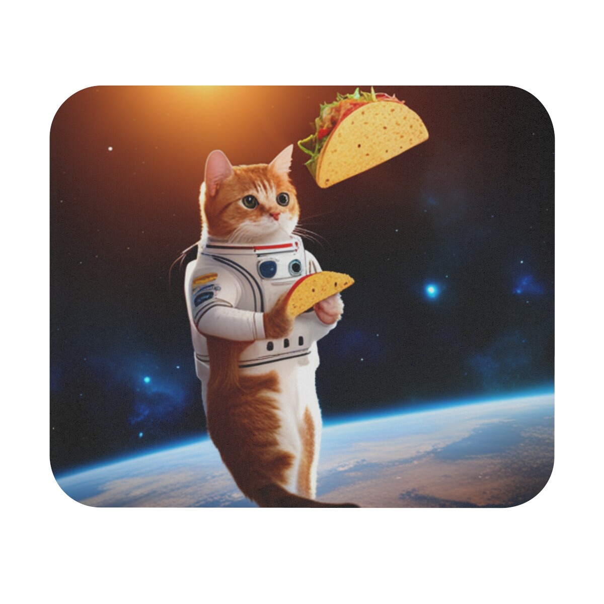Kitty Floating in space with tacos