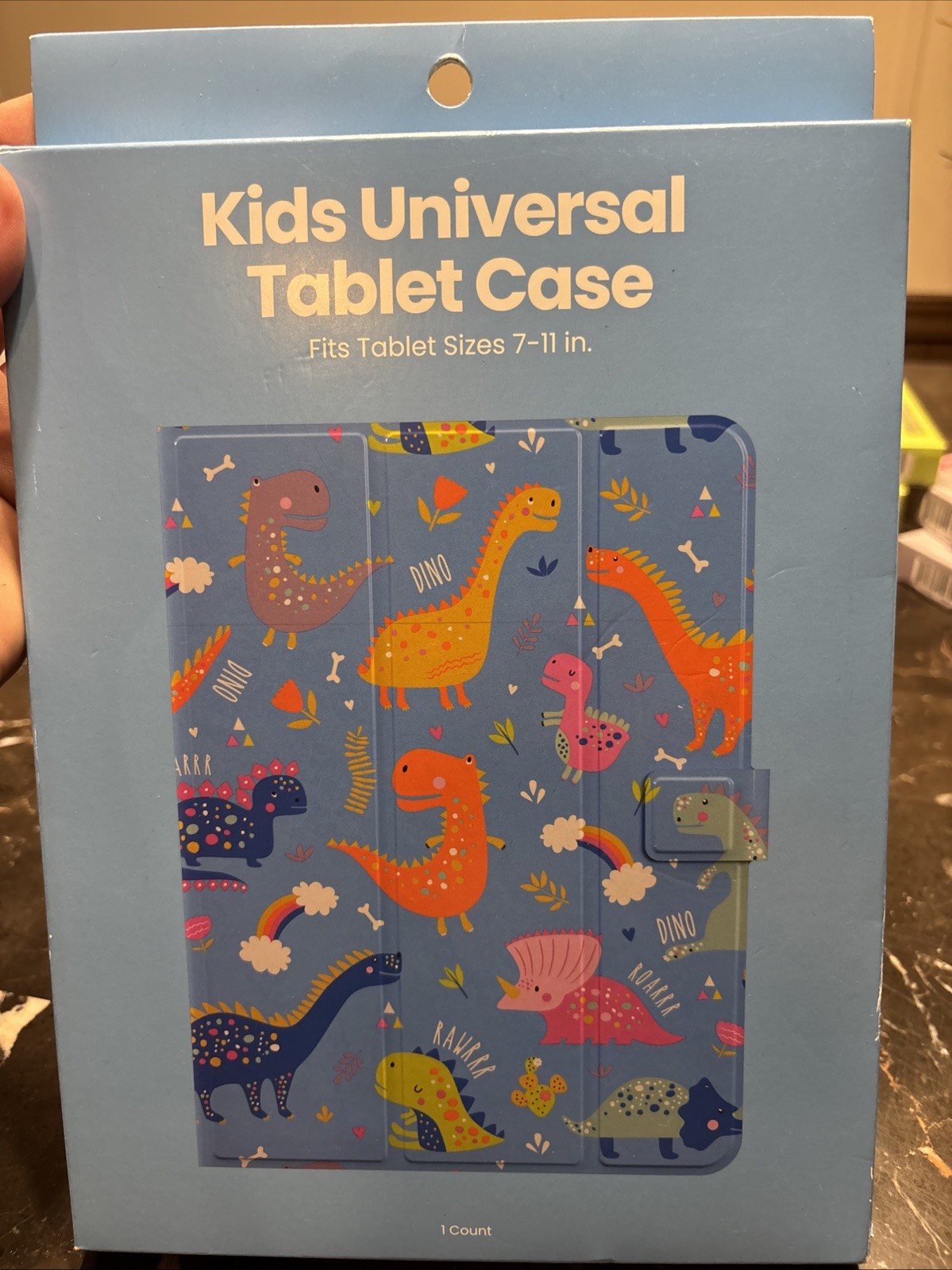 Kids Universal Tablet Case, Fits Tablet Sizes 7-11" Blue Dino, NIB
