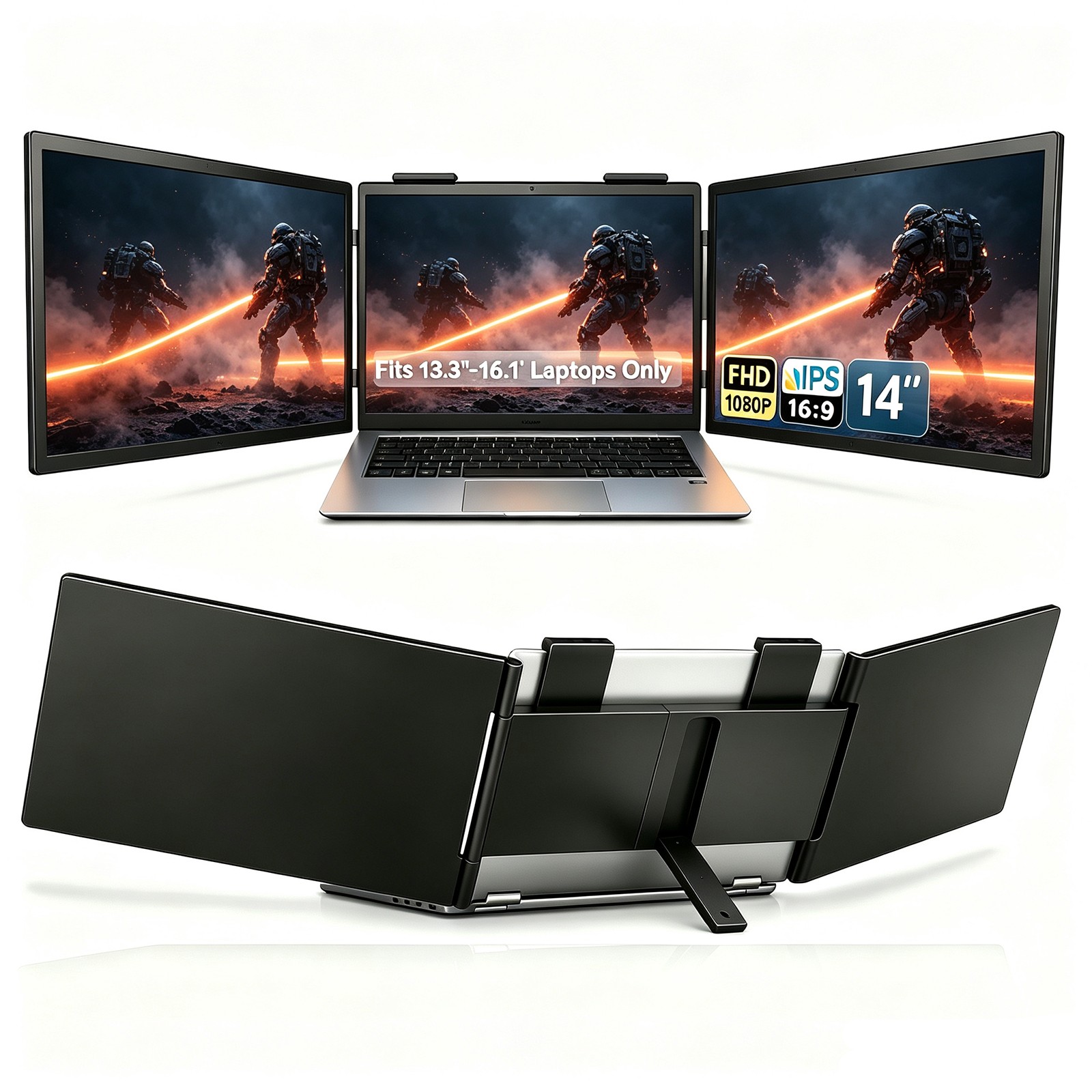 Dual Screen Portable Monitor 14" 1080P FHD USB-C Extender Screen for Macbook PC