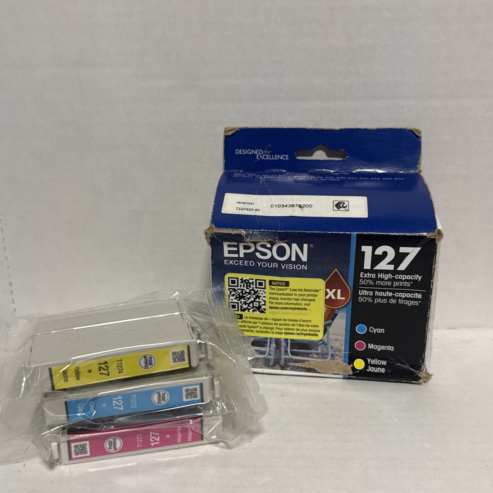 Epson 127 Tri Color Extra High-Capacity Color Ink Cartridges Exp 06/2026