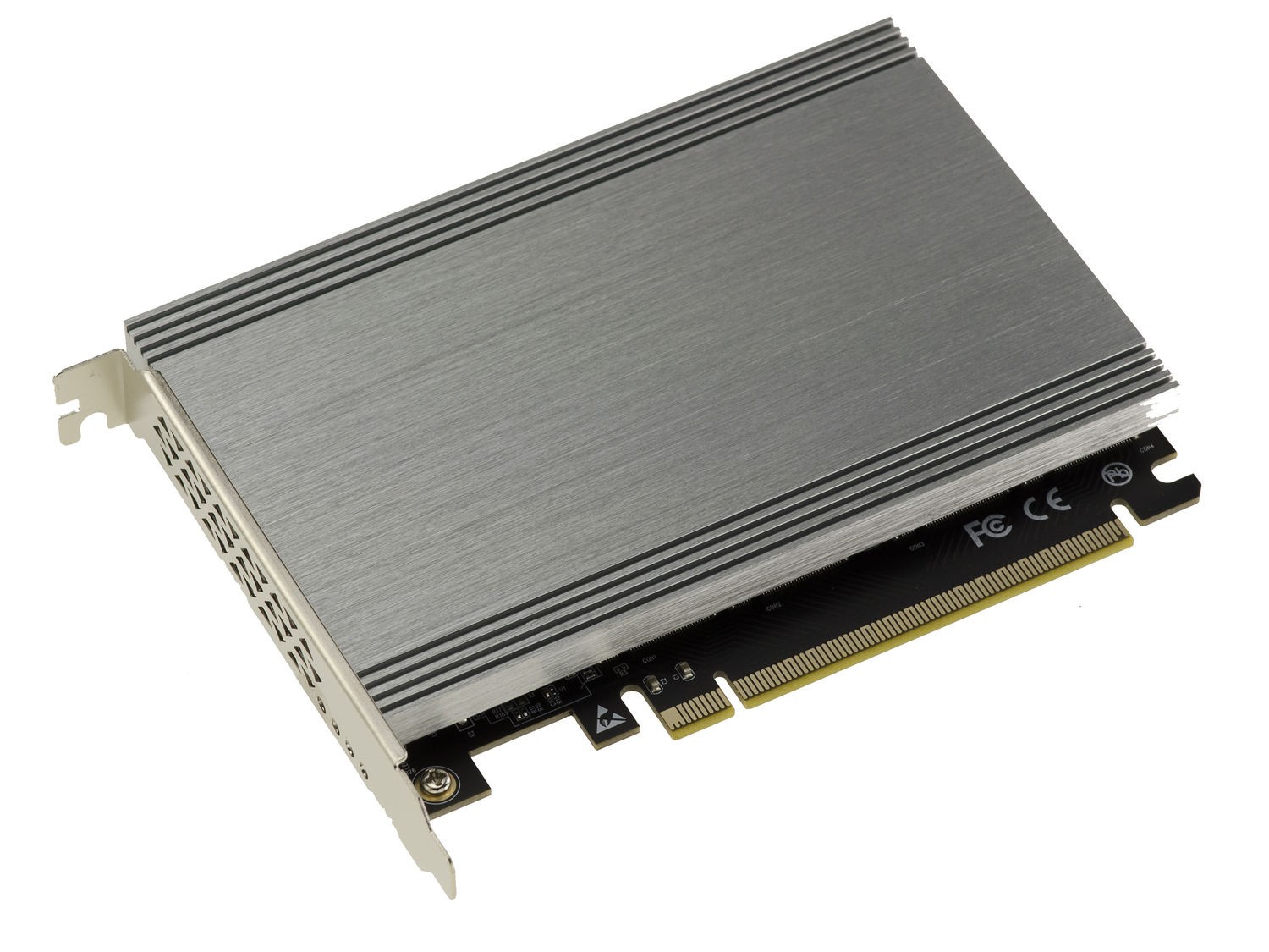 PCIe 3.0 16X Controller Card For 4 M.2 NVMe M Key SSDs With Aluminum Heatsink