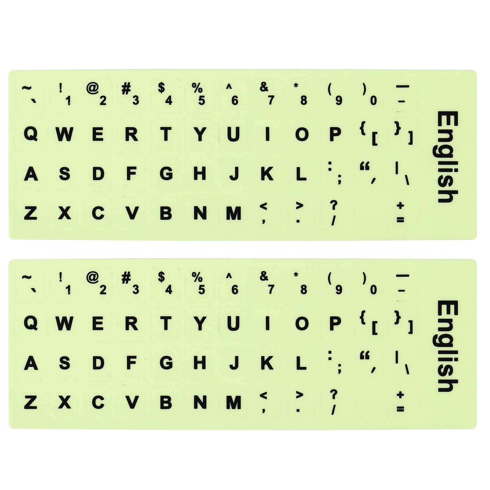 English Keyboard Stickers Glow in the Dark, 2pcs Keyboard Cover, Black